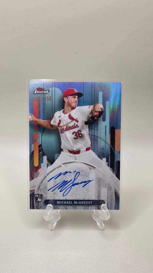 2025 Topps Finest Michael McGreevy Rookie Blue Refractor Auto #/150 Card # FA-MMC