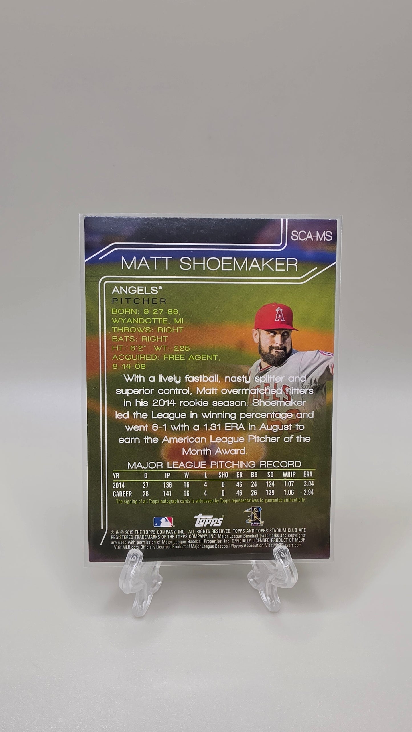 2015 Topps Stadium Club Matt Shoemaker Auto Card # SCA-MS