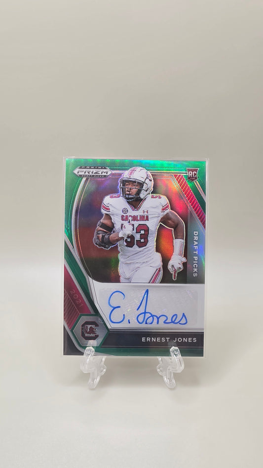 2021 Panini Prizm Draft Picks Ernest Jones Green Rookie Auto Card #DPA-EJO