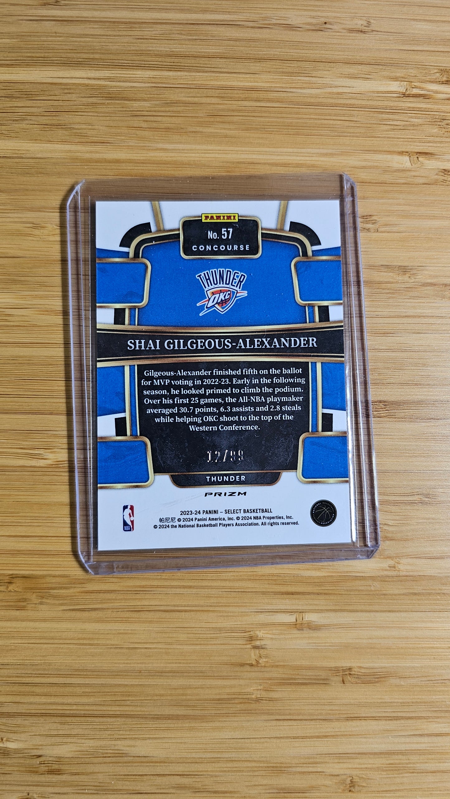 2023-24 Select Shai Gilgeous-Alexander Blue Flash Prizm #/99