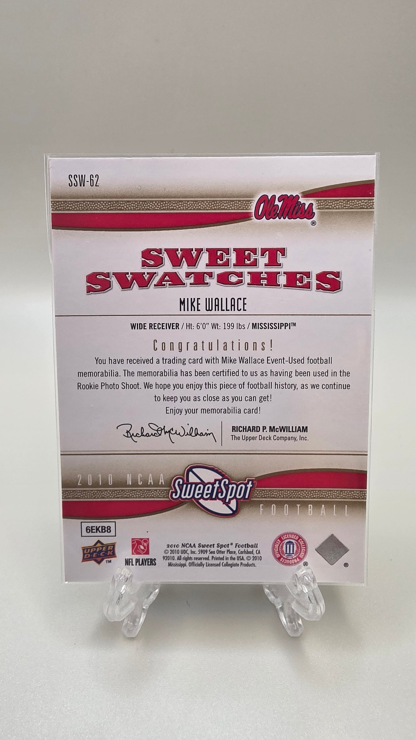 2010 Upper Deck Mike Wallace Sweetspot Sweet Swatches #SSW-62