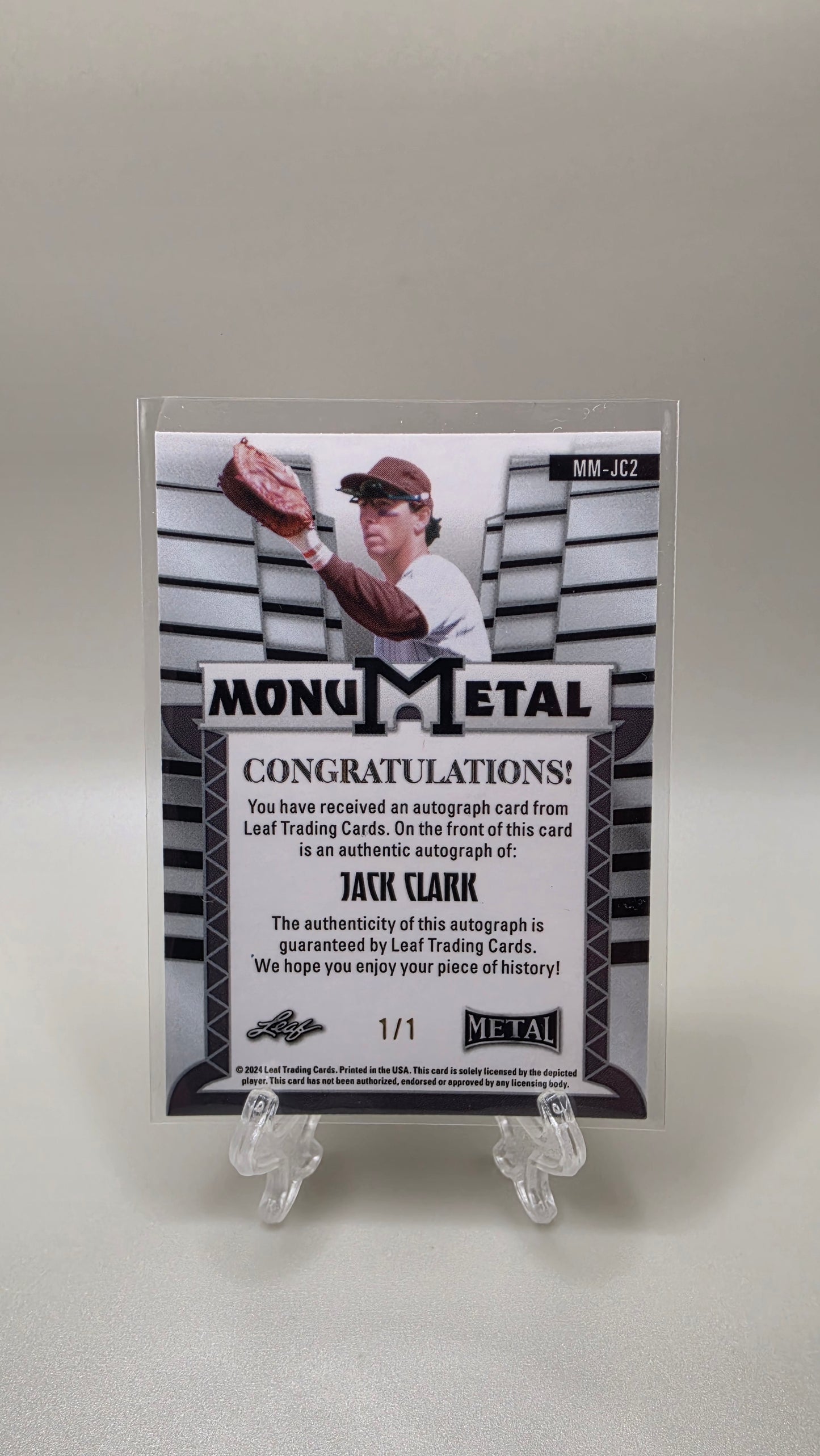 2024 Leaf Metal MonuMetal Jack Clark Orange Mojo Auto # 1/1 !!! Card # MM-JC2