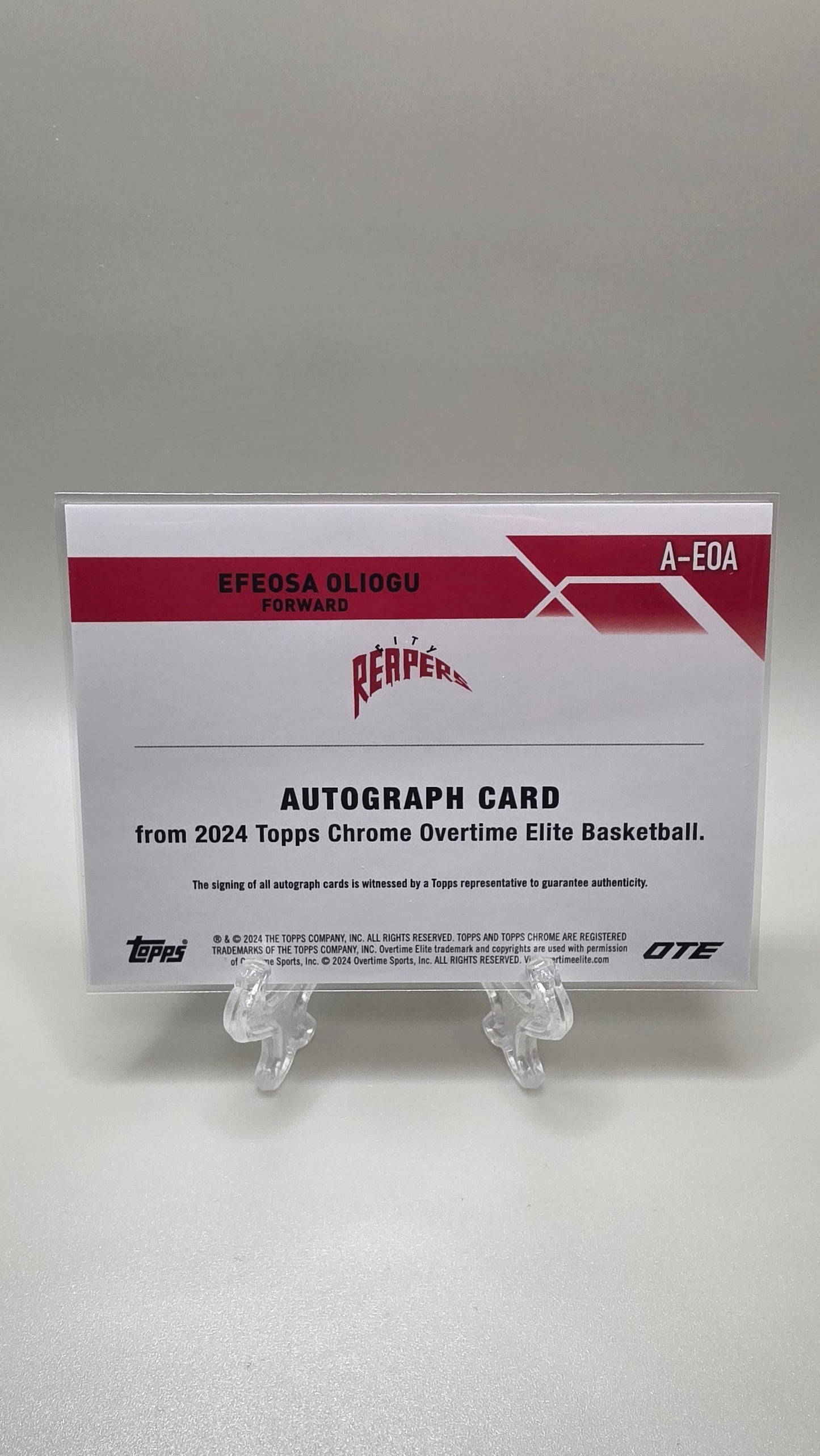 2024 Topps Chrome Overtime Elite Efeosa Oliogu Rookie Auto Card #A-EOA