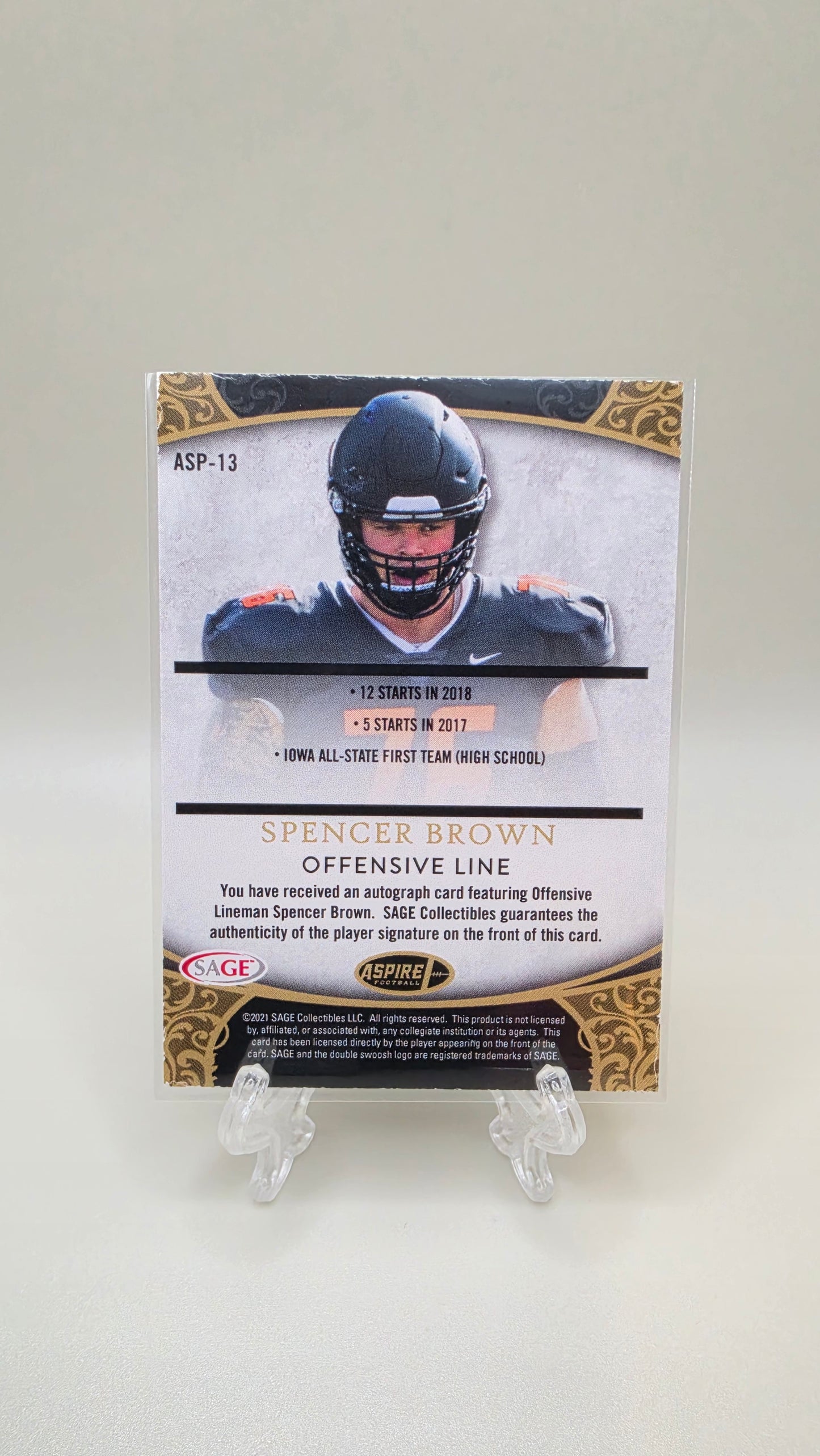 2021 Sage Aspire Spencer Brown Silver Auto #/25 Card # ASP-13