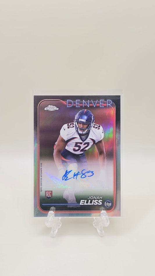 2024 Topps Chrome Jonah Elliss Base Rookie Refractor Auto Card # RA-JEL