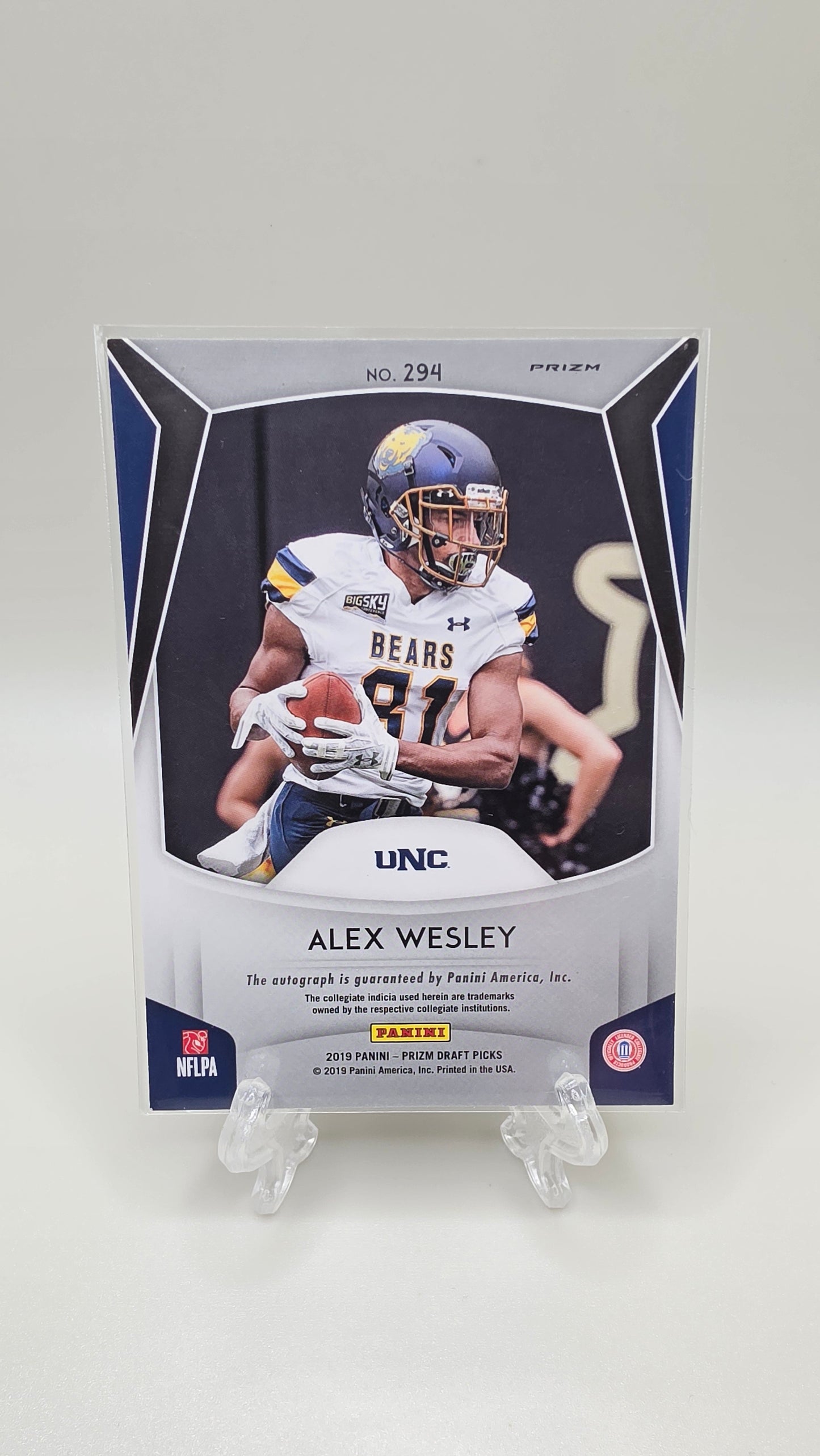 2019 Panini Prizm Draft Picks Alex Wesley Silver Prizm Auto Card #294