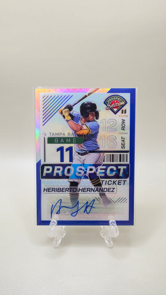 2024 Panini Prospect Edition Heriberto Hernandez Blue Holo Auto #/149 Card # 76