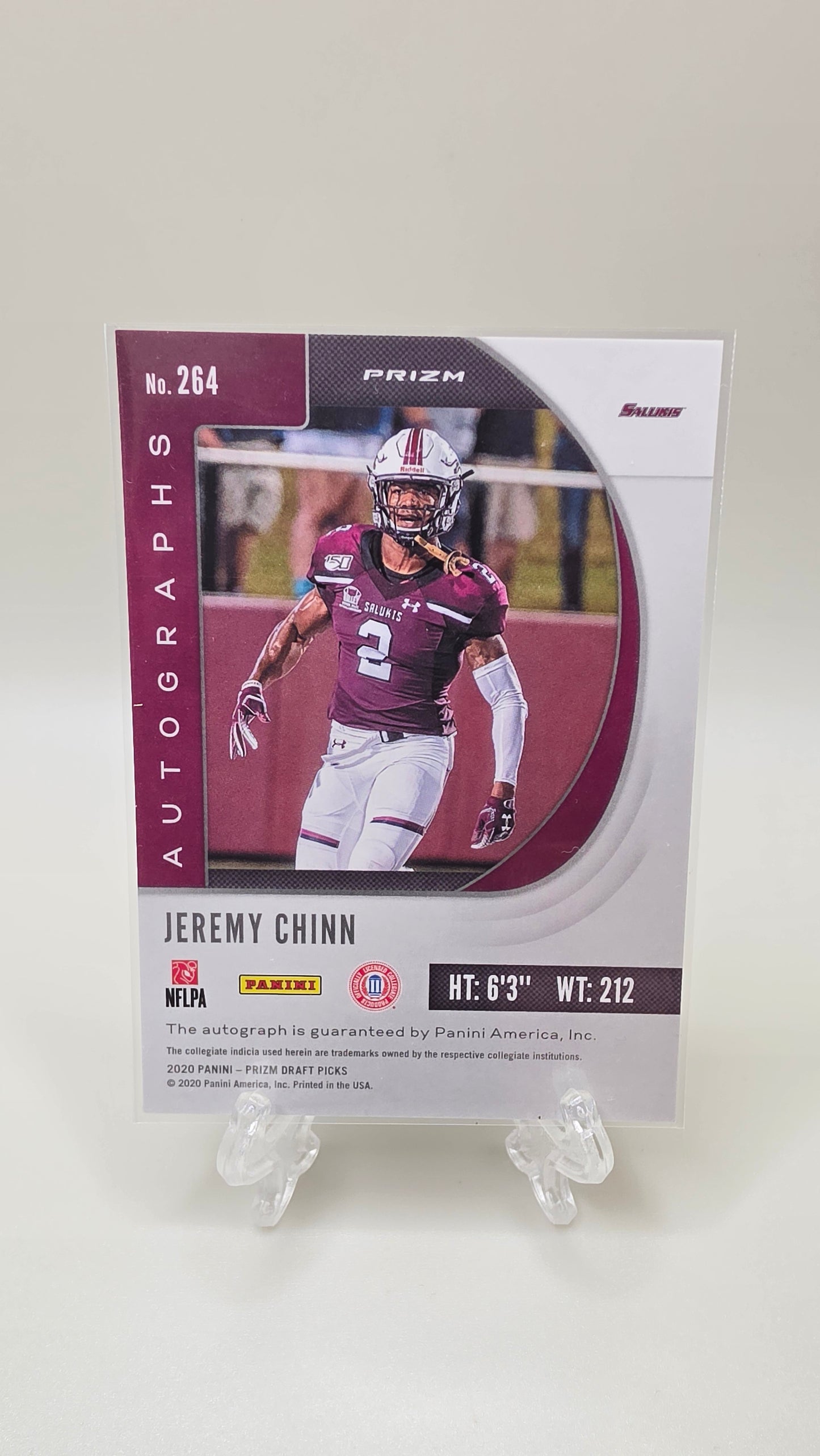 2020 Panini Prizm Draft Picks Jeremy Chinn Silver Prizm Auto Card #264