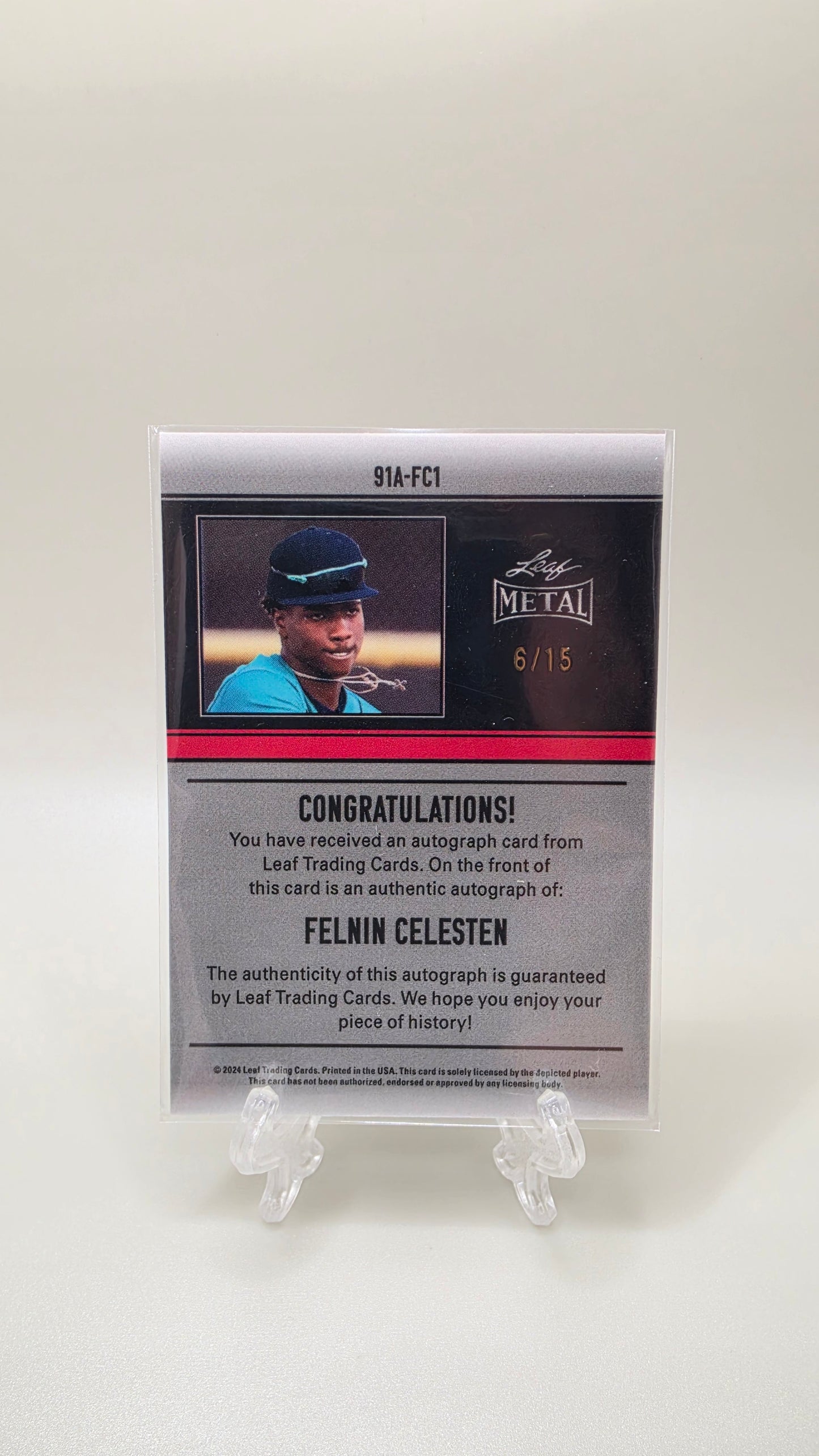 2024 Leaf Metal Felnin Celesten Blue Lava Auto #/15 Card # 91A-FC1