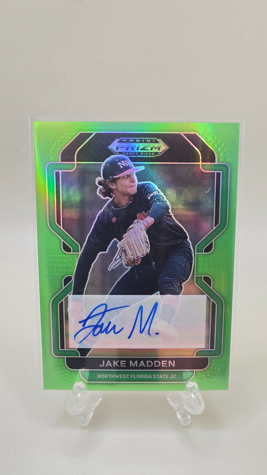 2022 Panini Prizm Draft Picks Jake Madden Green Prizm #/23 Auto Card # PDP118