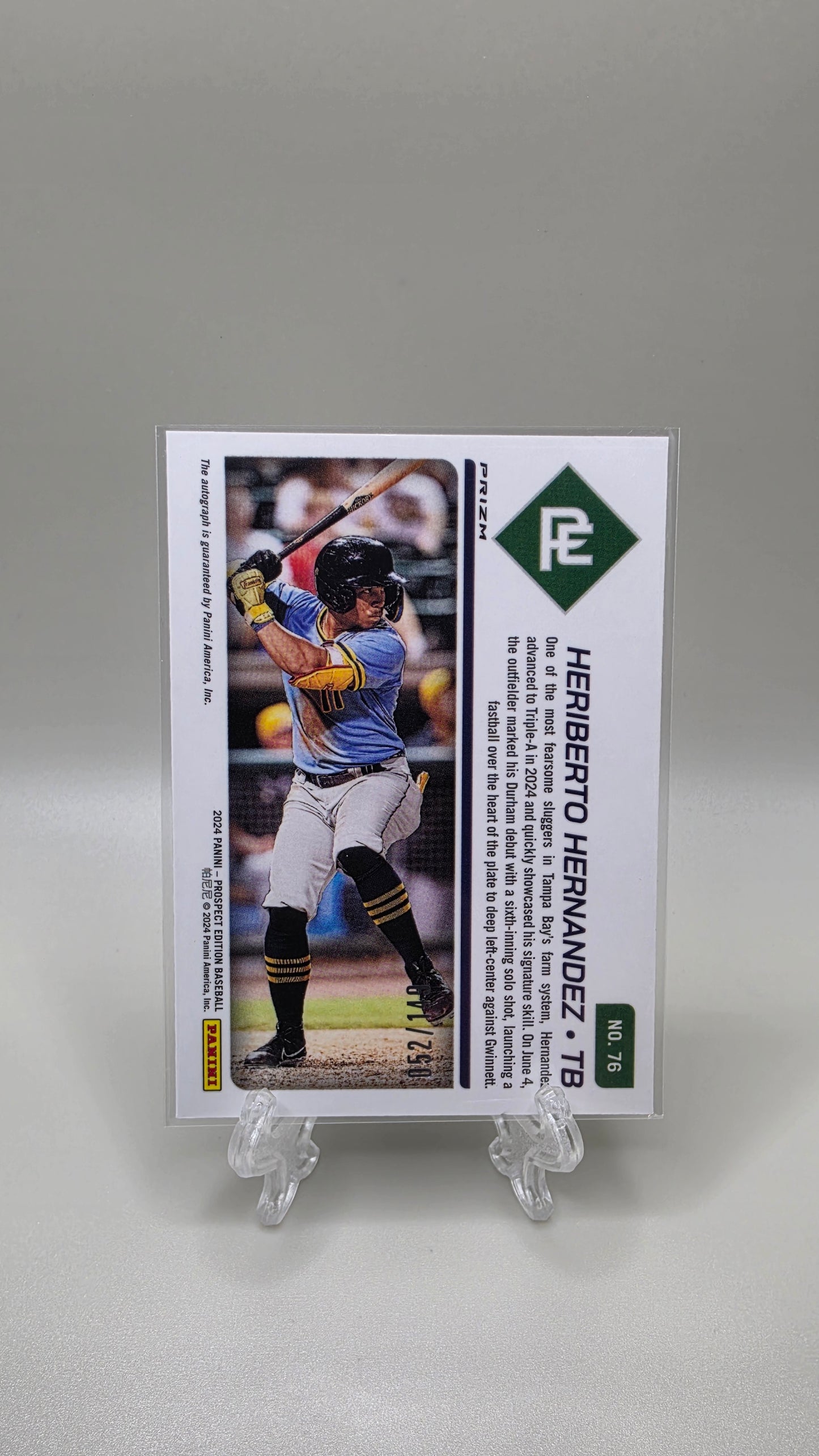 2024 Panini Prospect Edition Heriberto Hernandez Blue Holo Auto #/149 Card # 76