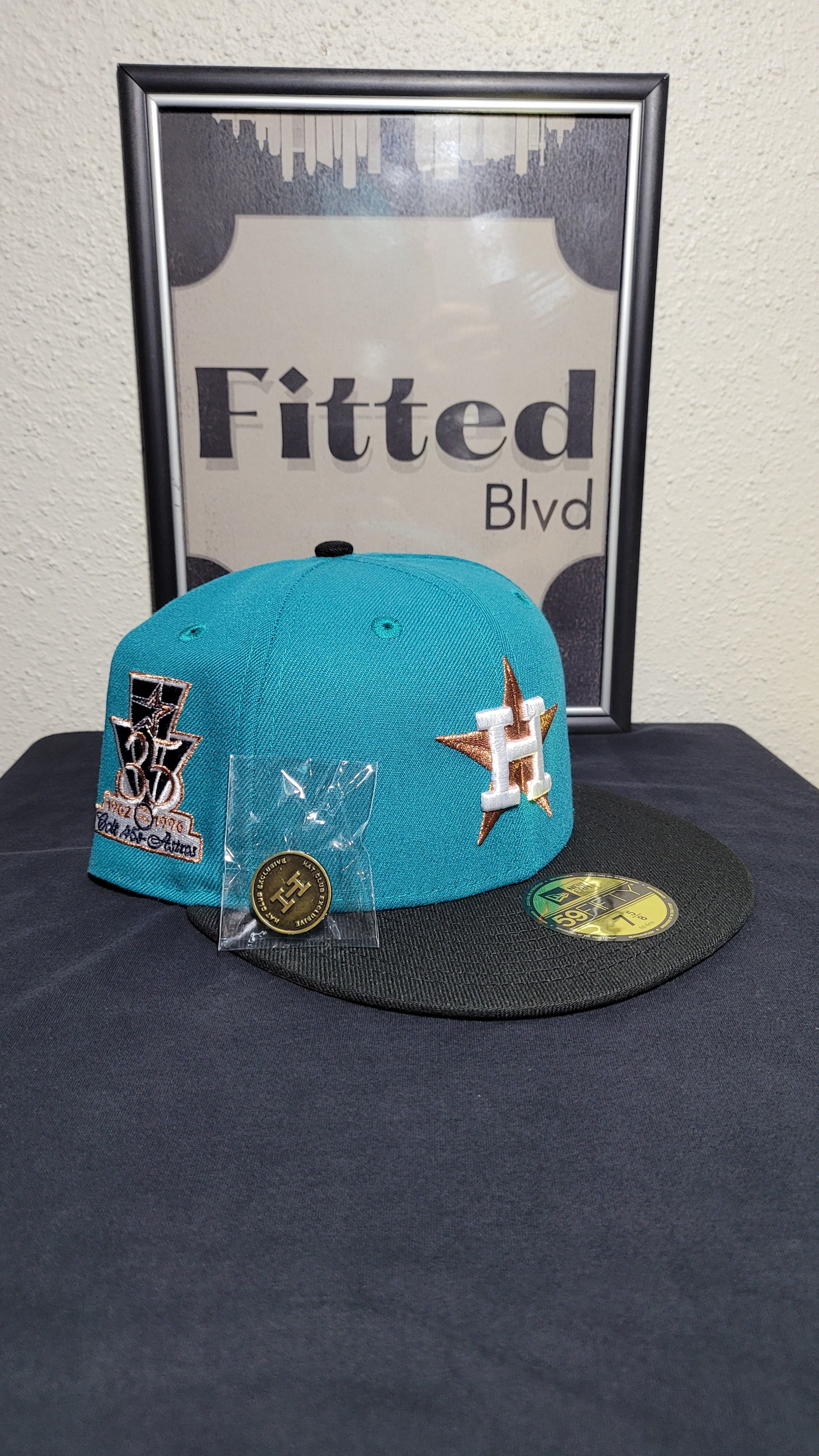 7 1/2 Hat Club Exclusive Copperhead Houston Astros Top 30 Teal Black Two  Tone