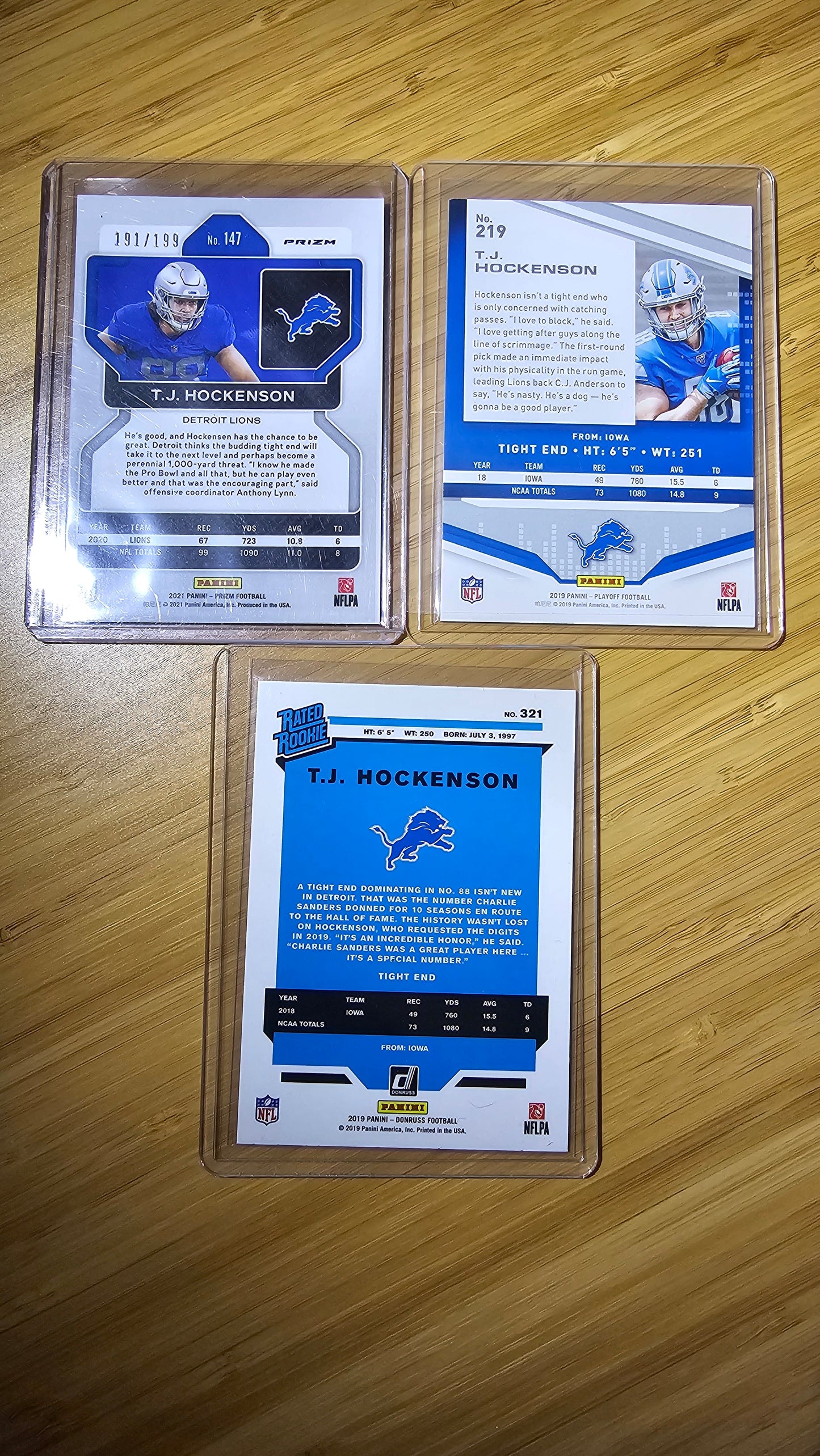 TJ Hockenson Cards RC - Panini Prism /#