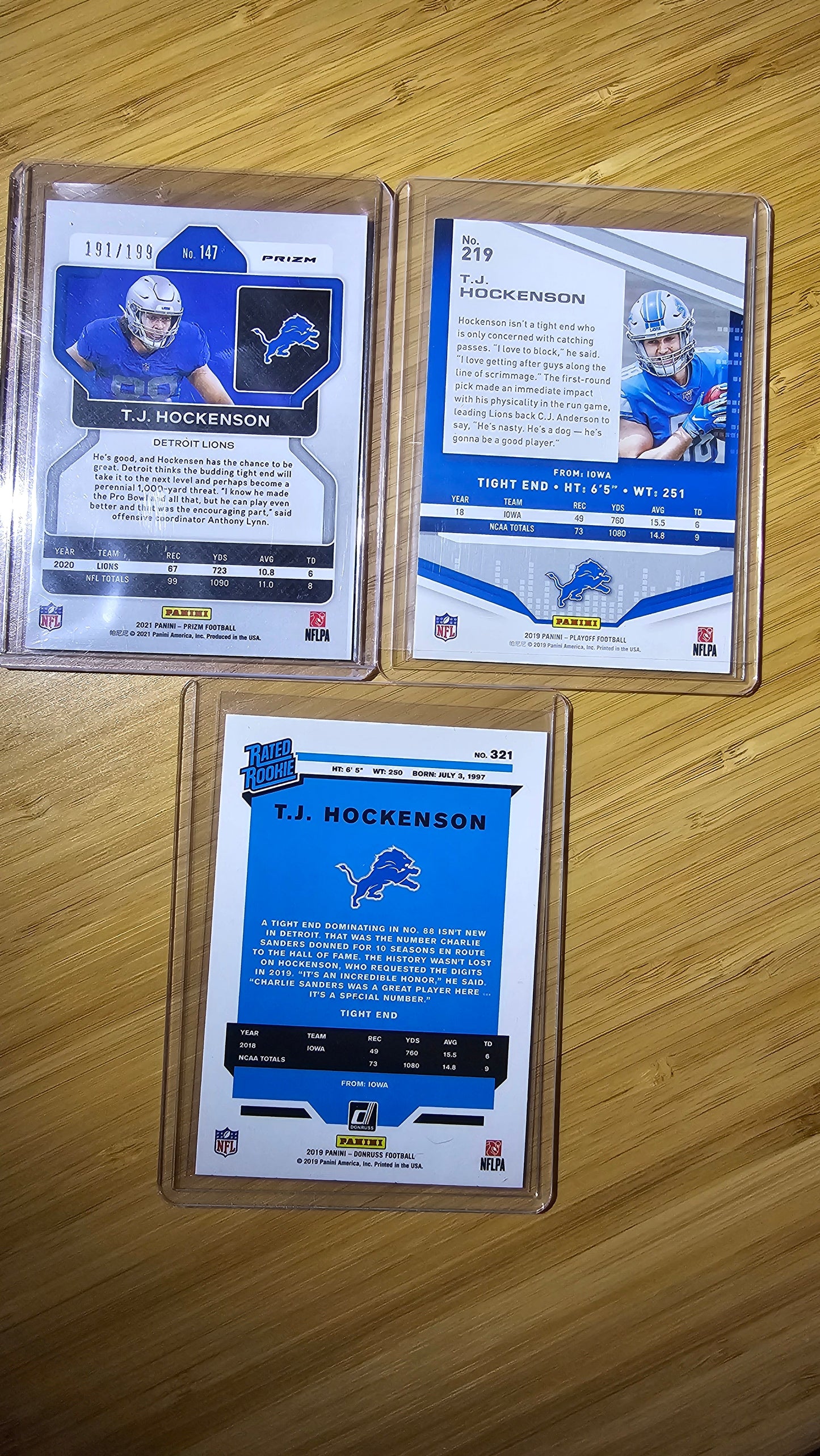 TJ Hockenson Cards RC - Panini Prism /#