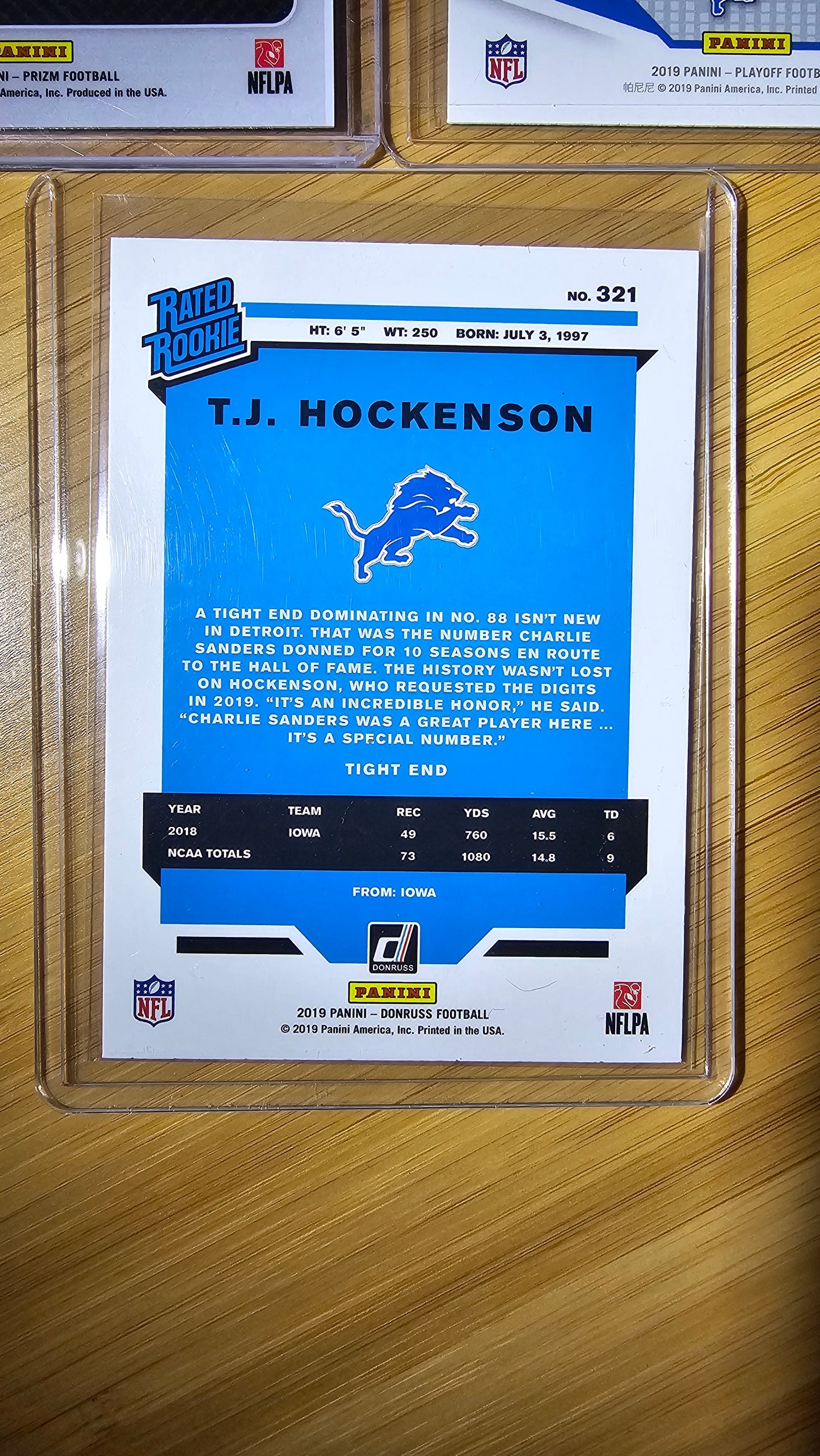 TJ Hockenson Cards RC - Panini Prism /#