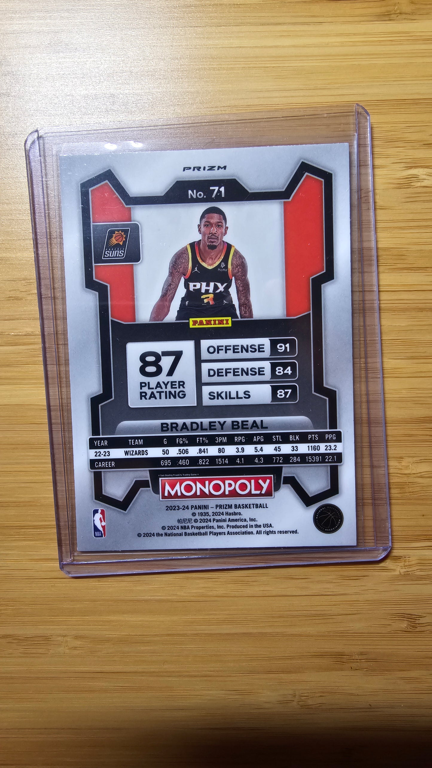 2023 Panini Prizm Monopoly Basketball Bradley Beal - Purple Prizm- ( Suns )