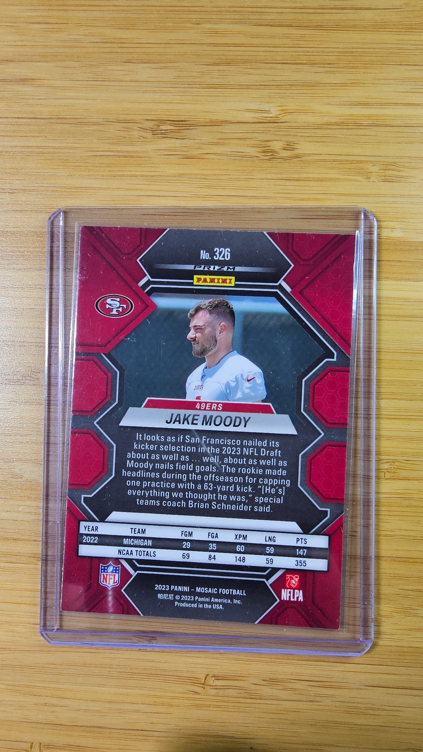 2023 NFL Panini Mosiac Jake Moody - Mosiac Pink - San Francisco 49ers