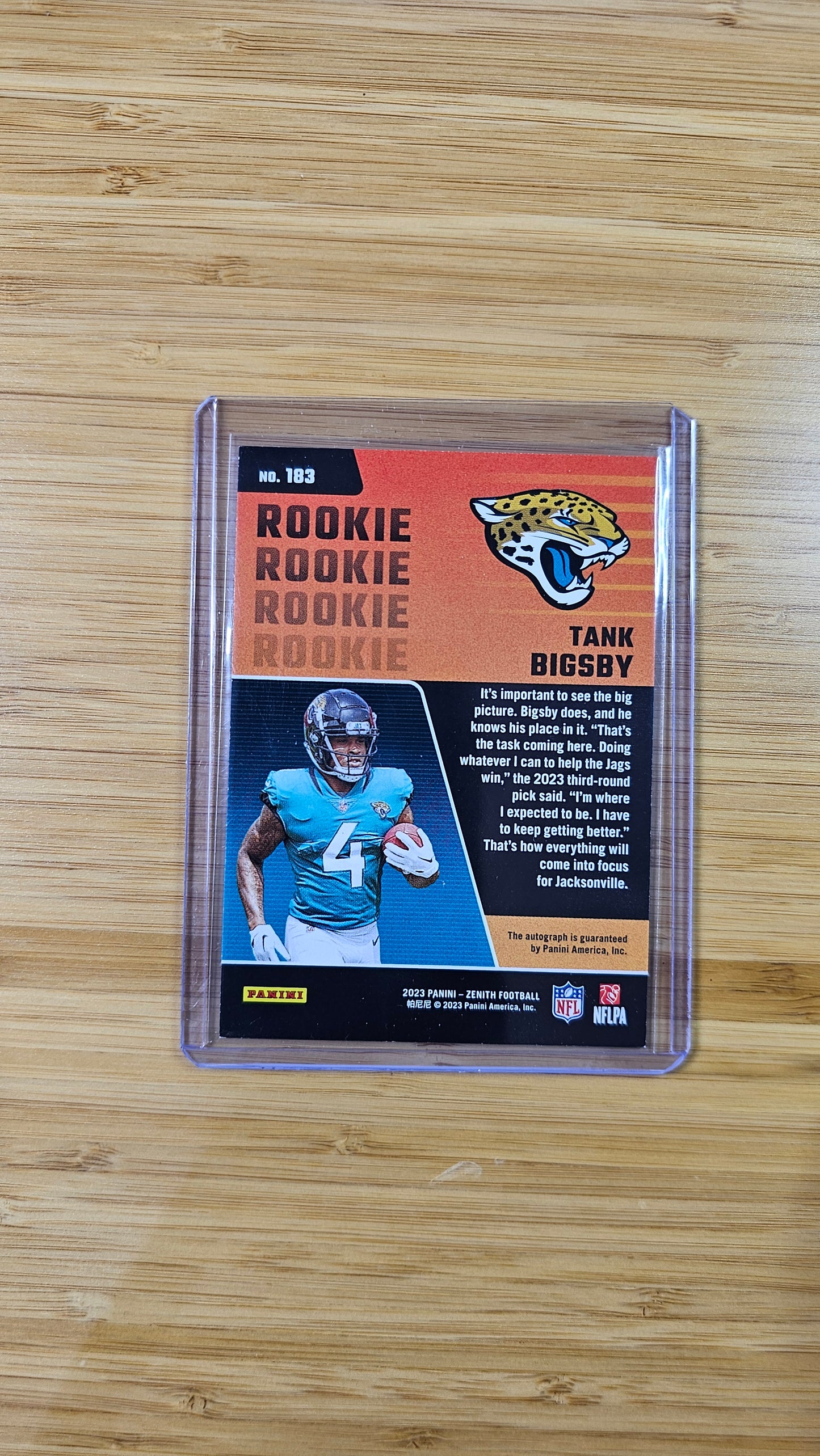 2023 Panini Zenith football Tank Bigsby - Red Parallel On Card Auto- Jacksonville Jaguars