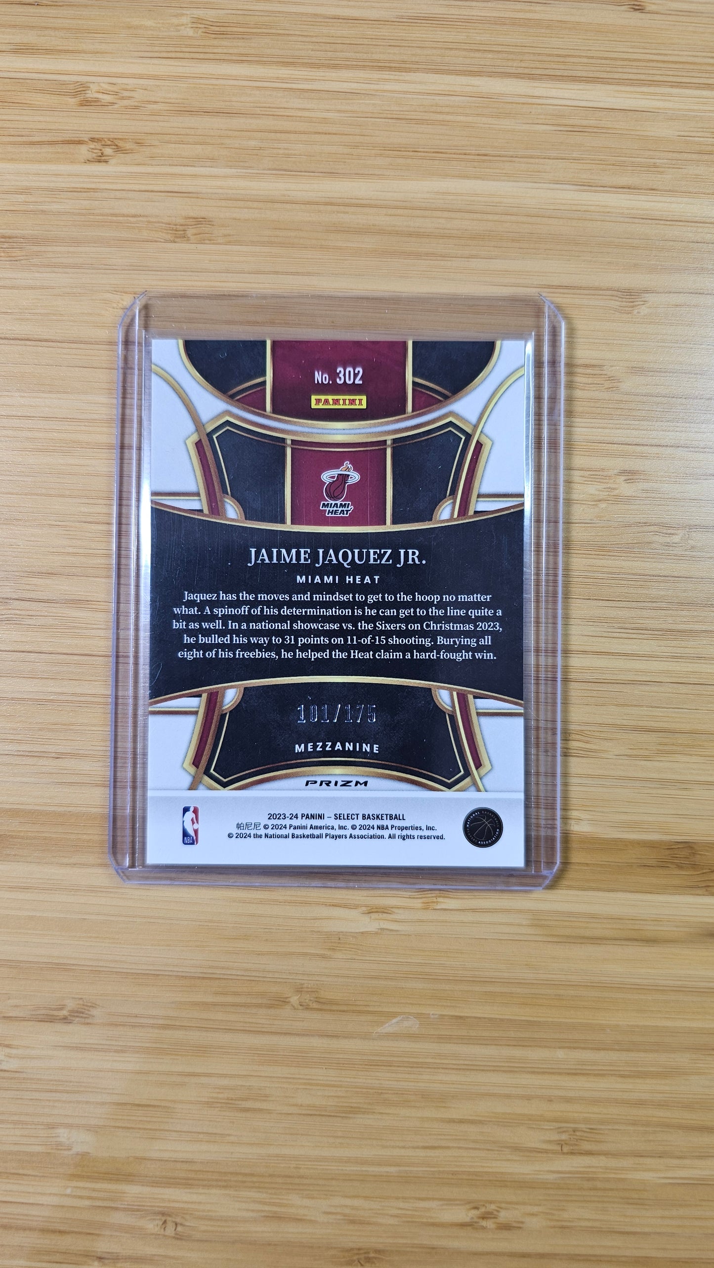 2023 NBA Select Basketball Jaimes Jaques Jr. - Mezzanine Purple Prizm 101/175 - Miami Heat