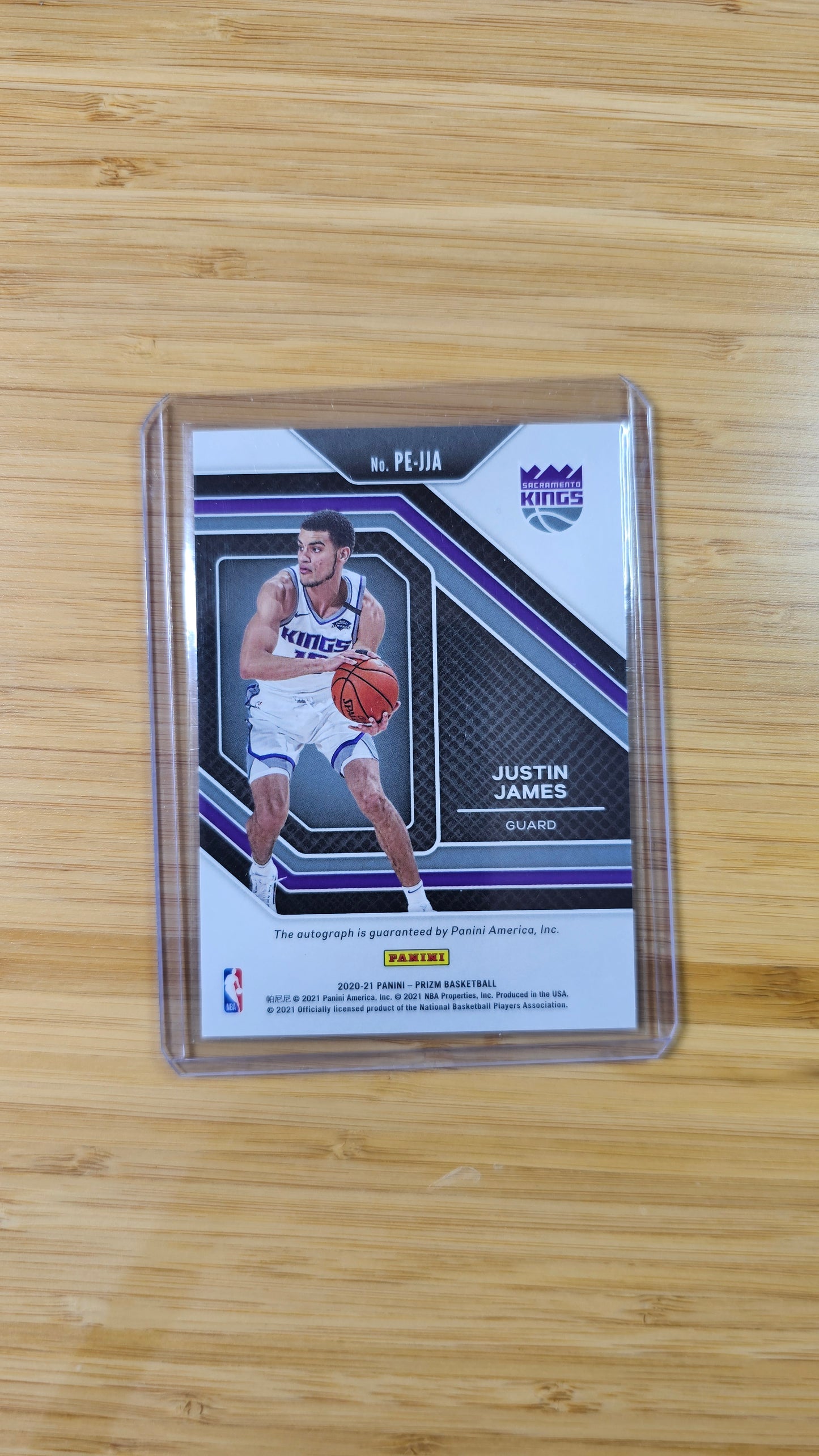 2023 NBA Panini Prizm Justin James - Base on card Autograph - Sacramento Kings