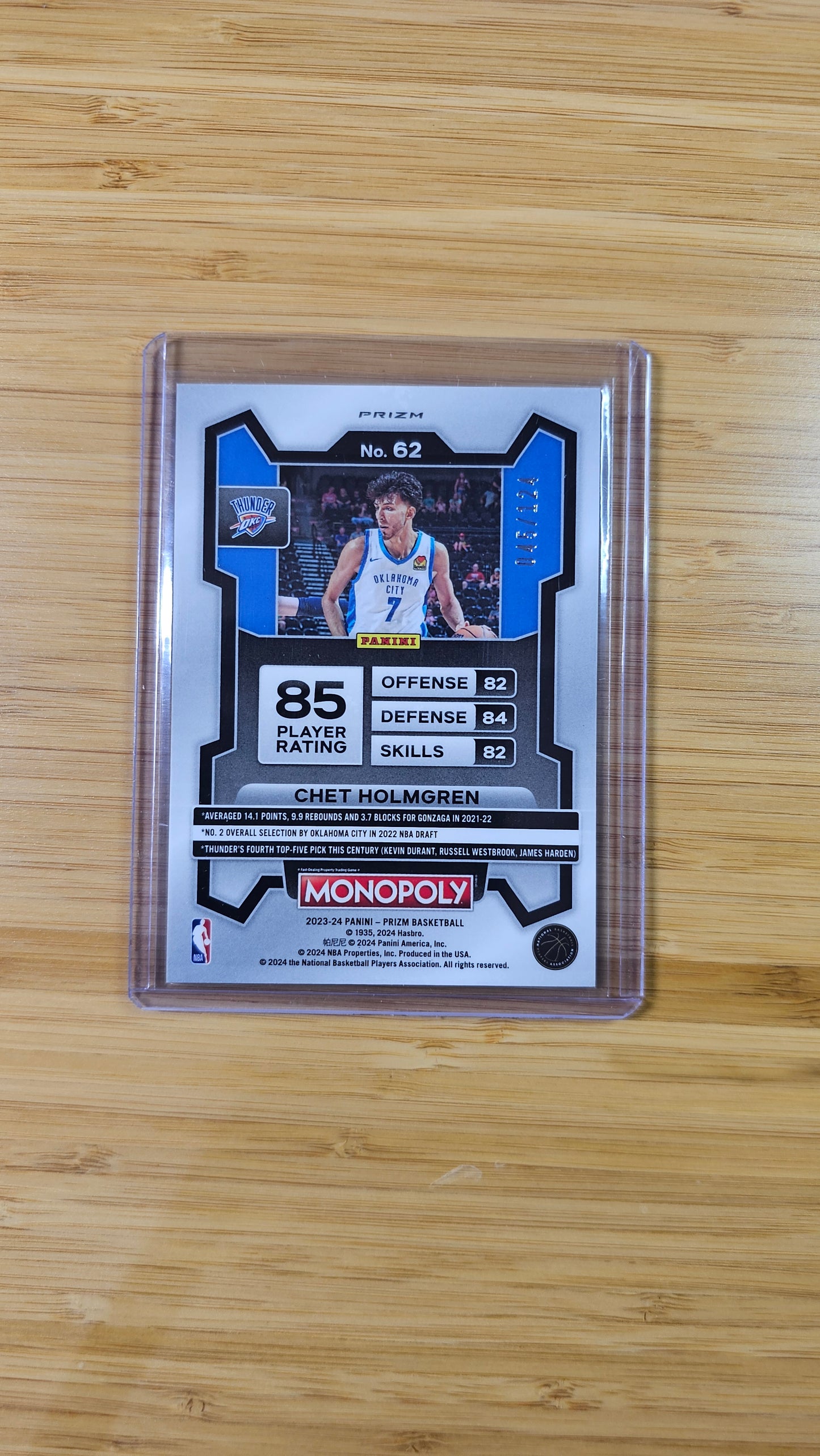 2023 Panini Prizm Monopoly Basketball  Chet Holmgren -Orange Prizm 🔥 #45/124 - ( Oklahoma Thunder )