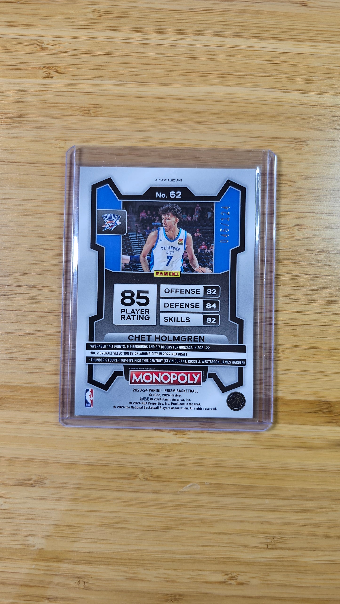 2023 Panini Prizm Monopoly Basketball  Chet Holmgren -Orange Prizm 🔥 #45/124 - ( Oklahoma Thunder )