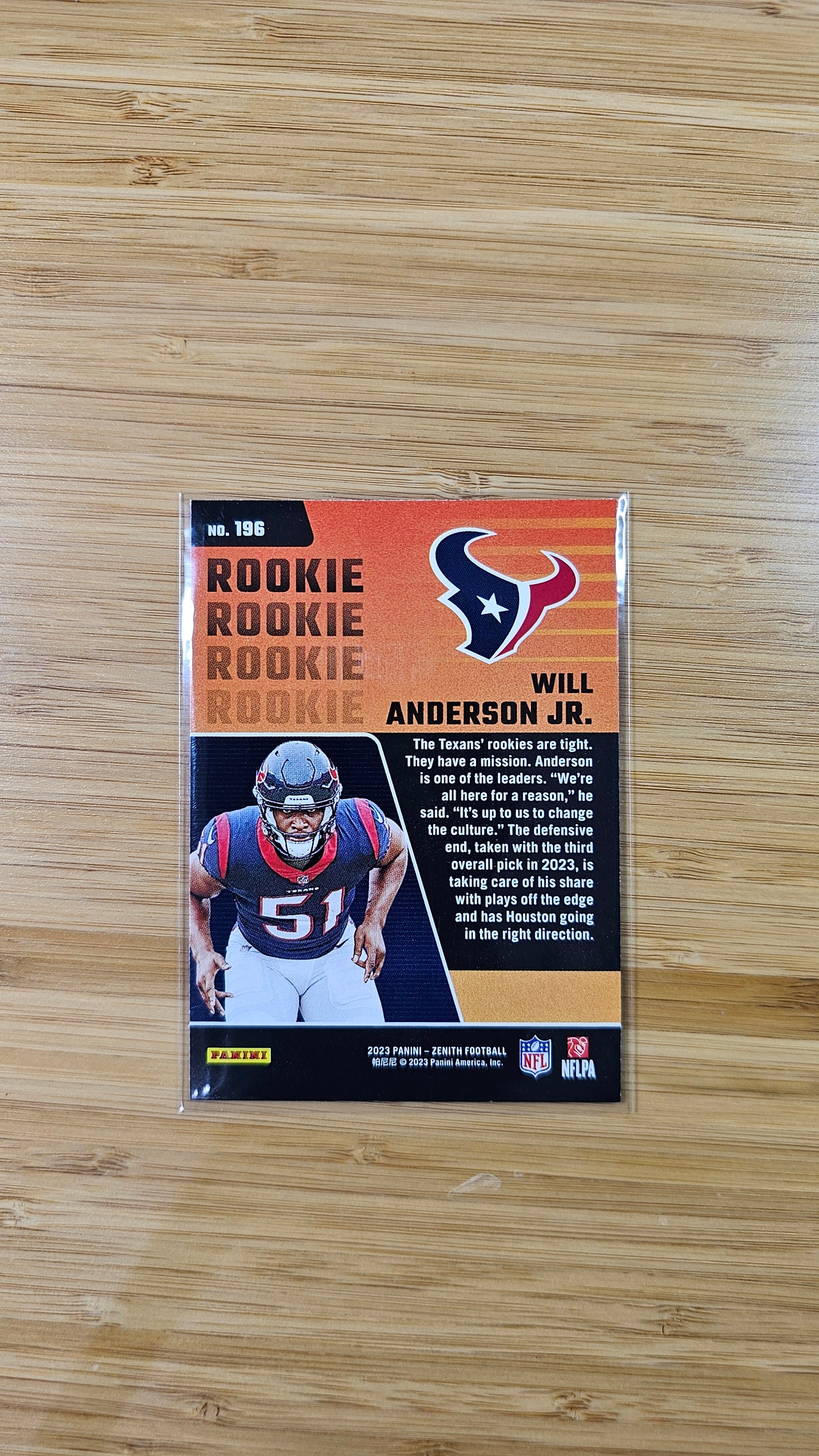 2023 Panini Zenith football Will Anderson Jr - Base RC Red Parallel - Houston Texans