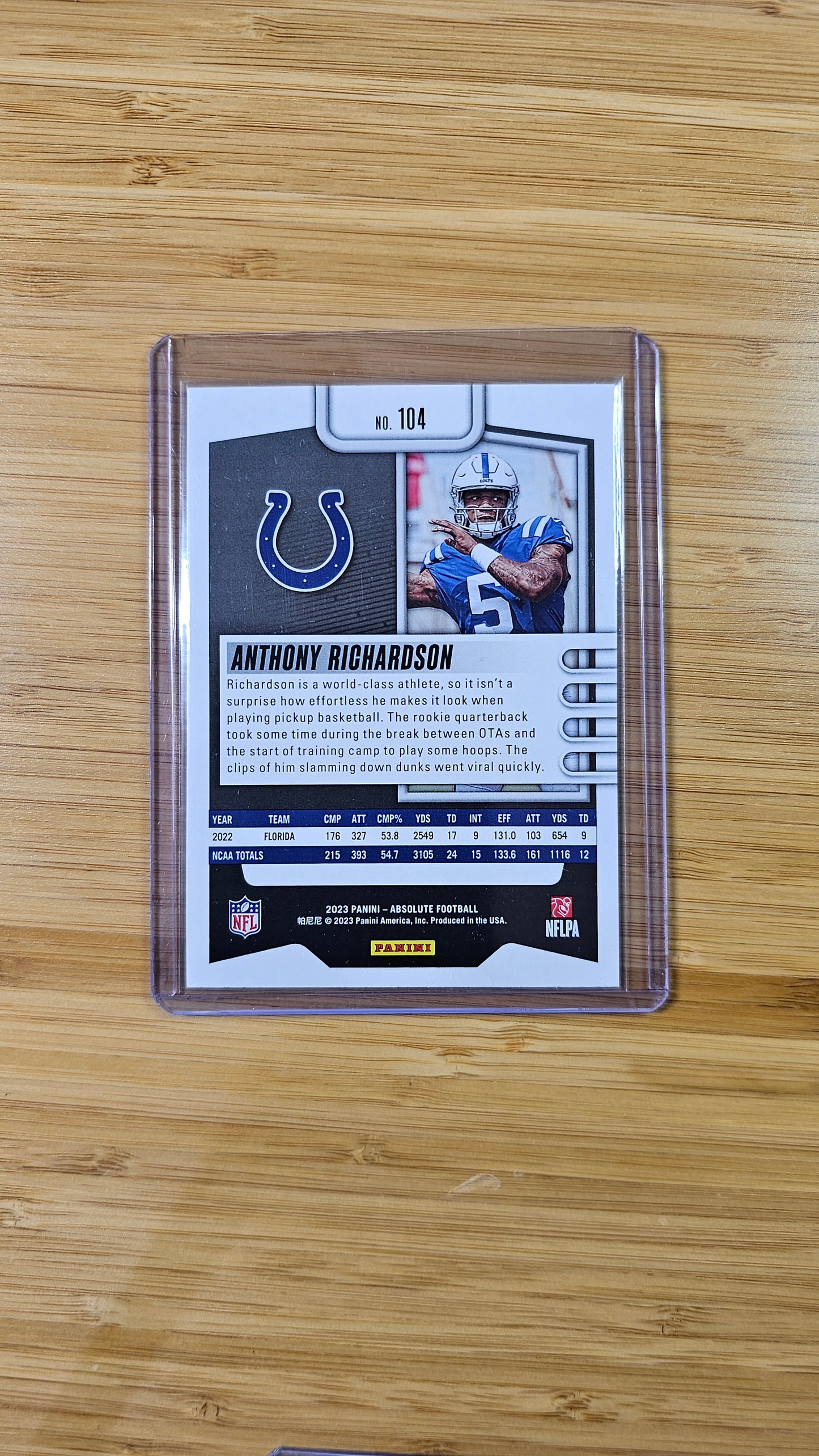 2023 Panini Absolute Football Anthony Richardson - Base RC - Indianapolis Colts