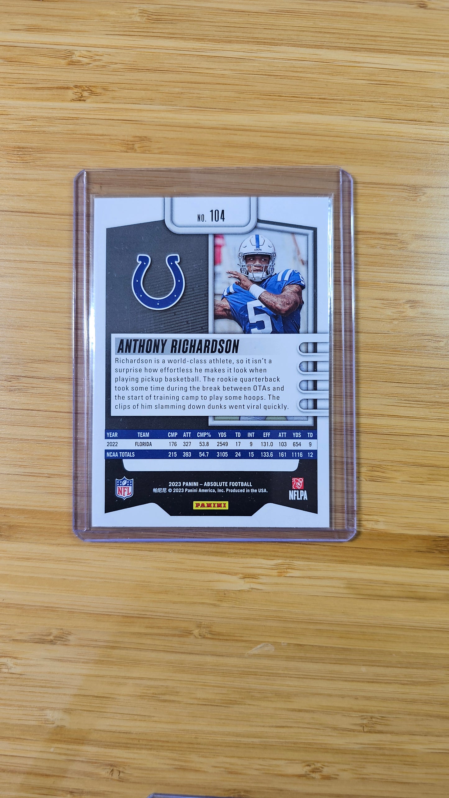 2023 Panini Absolute Football Anthony Richardson - Base RC - Indianapolis Colts