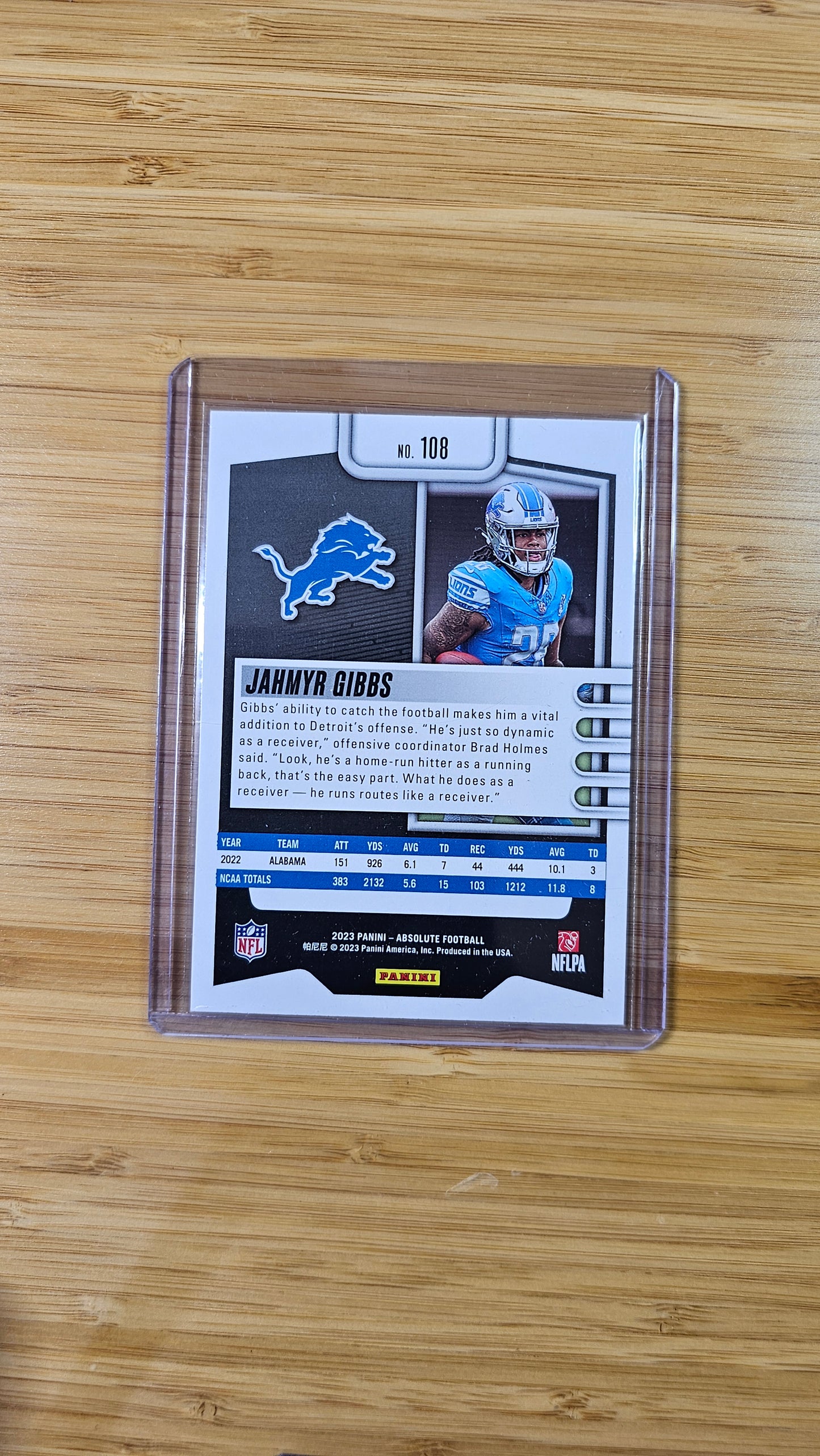 2023 Panini Absolute Football Jahmyr Gibbs - Base RC - Detroit Lions