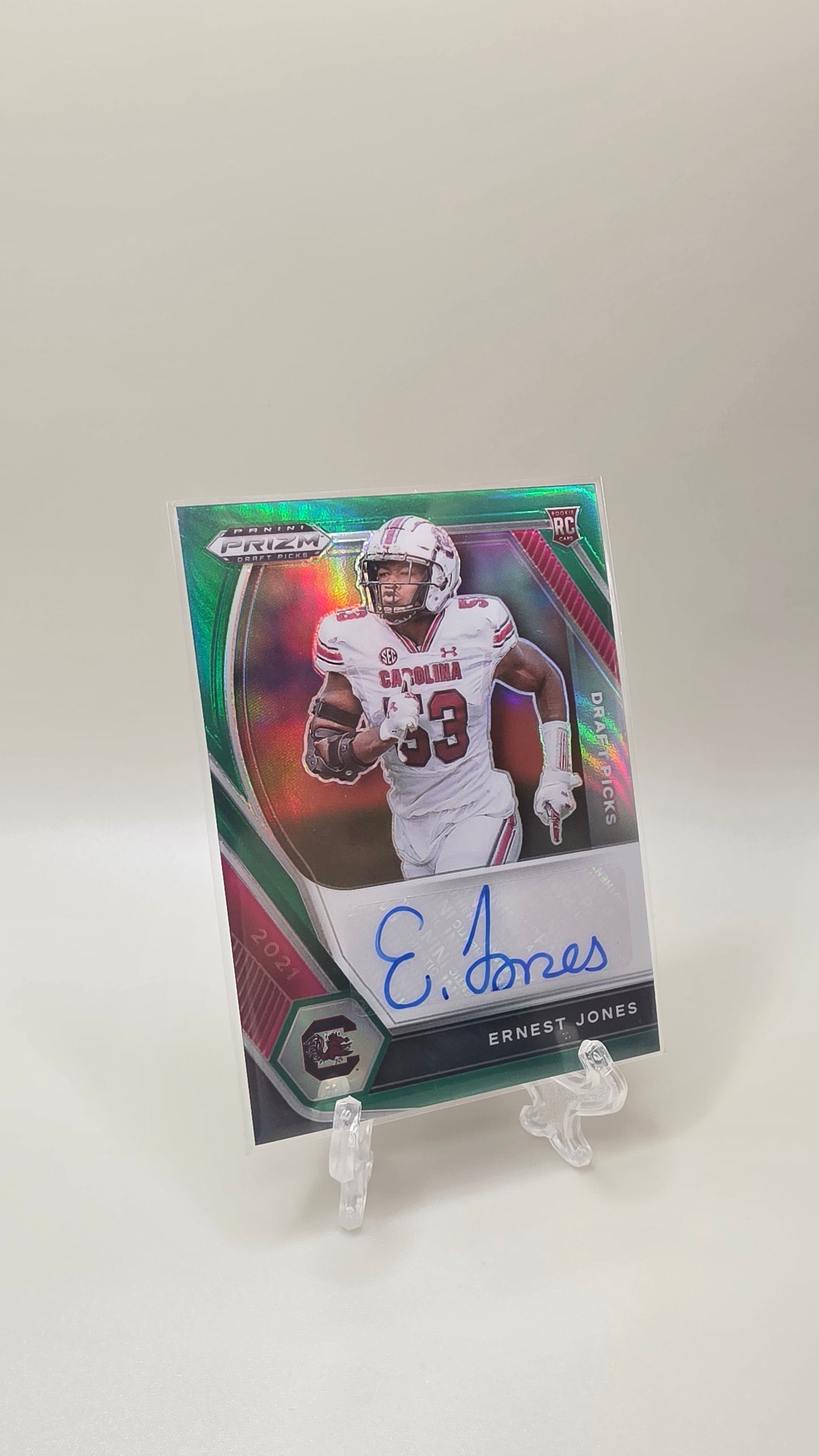 2021 Panini Prizm Draft Picks Ernest Jones Green Rookie Auto Card #DPA-EJO