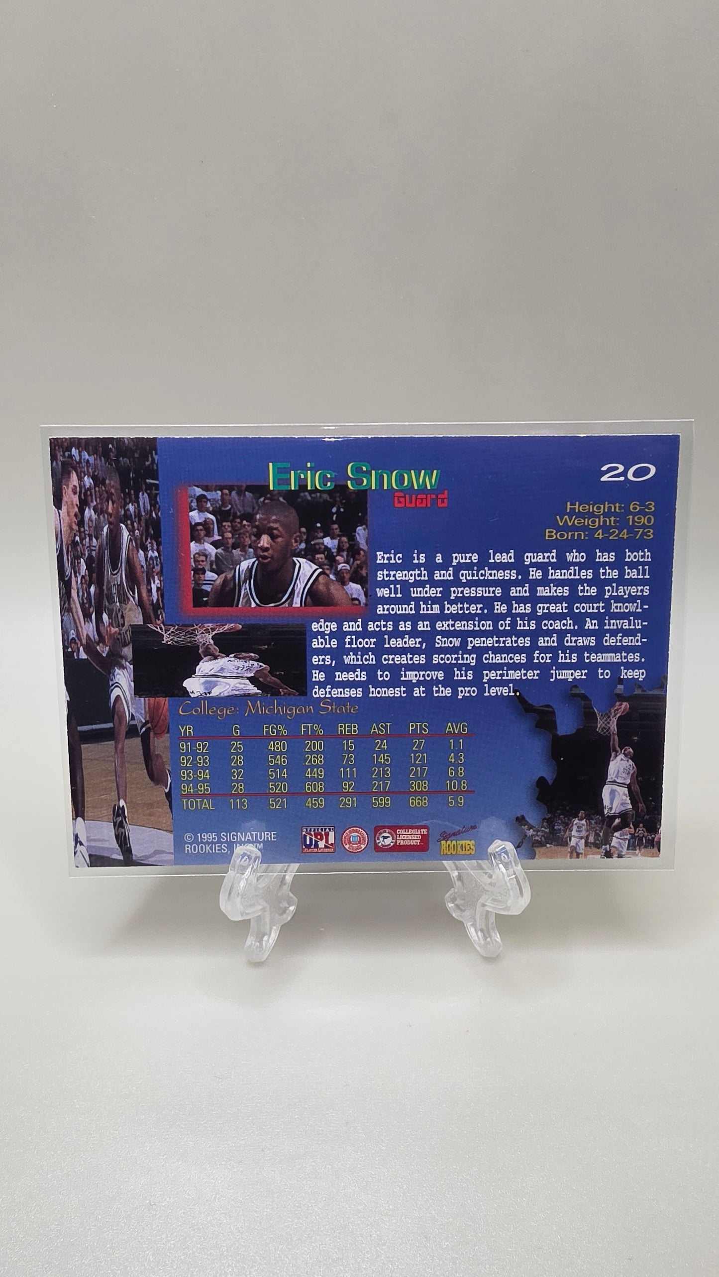 1995 Signature Rookies Eric Snow Auto #/7750 Card #20