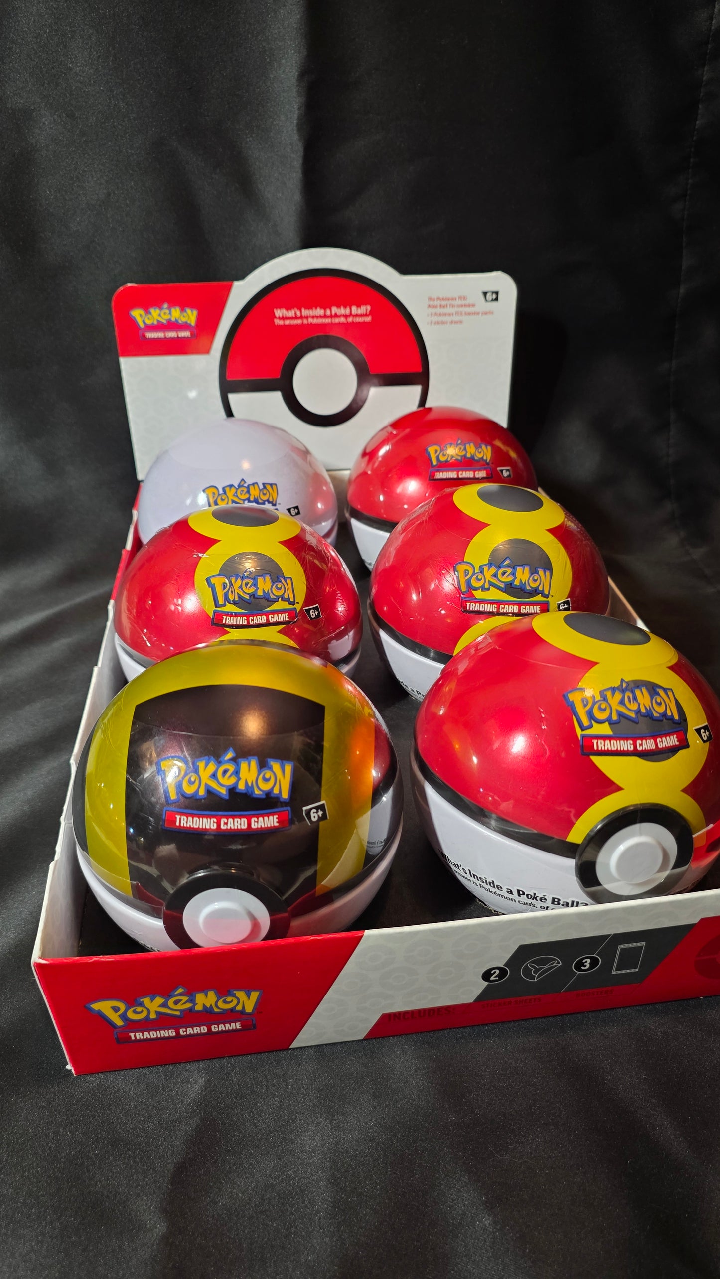 Pokemon TCG Poke Ball Tins x 6 L25 Set Factory Sealed New with Display