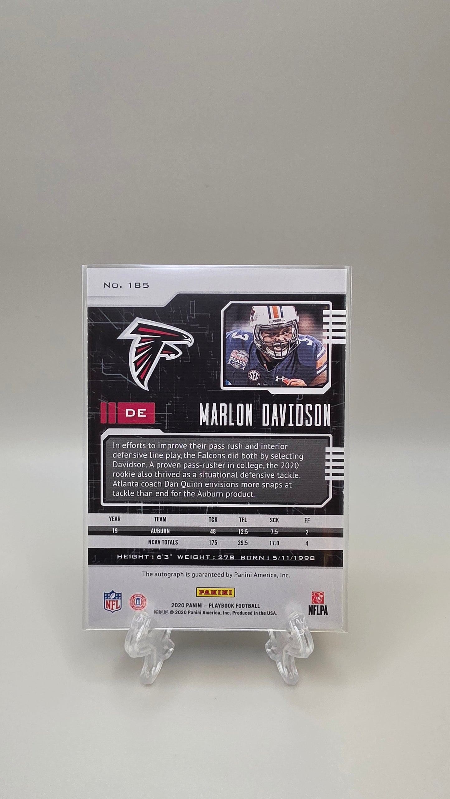2020 Playbook Marlon Davidson RC Auto #185