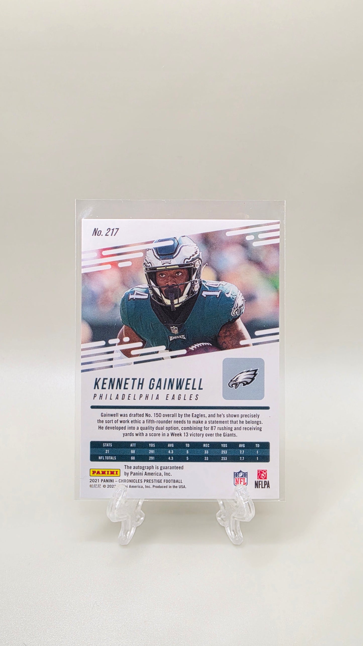 2021 Chronicles Prestige Kenneth Gainwell Xtra Points Rookie Auto #217