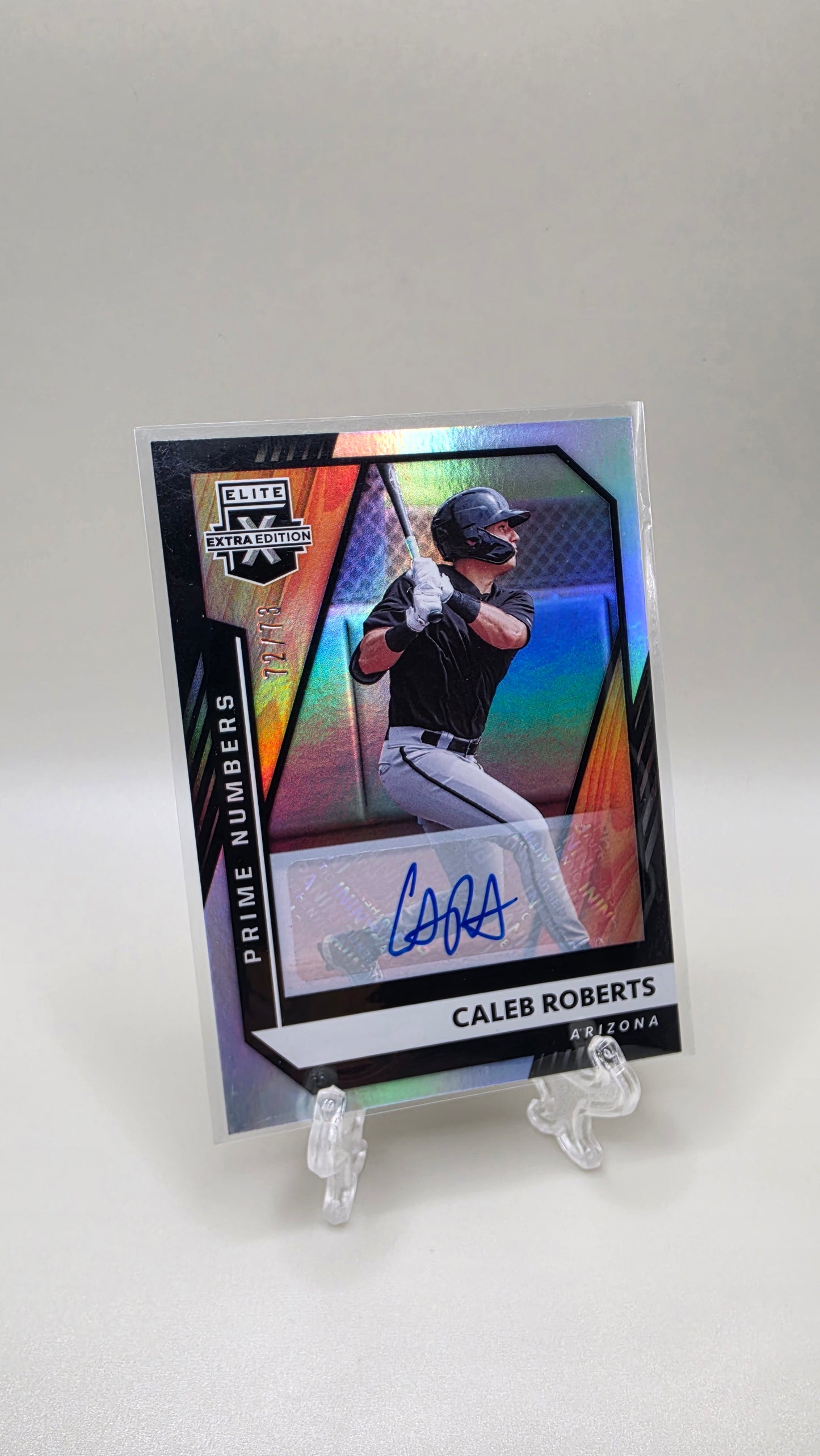 2021 Panini Elite Extra Edition Caleb Roberts Holo Auto #/73 Card # 138
