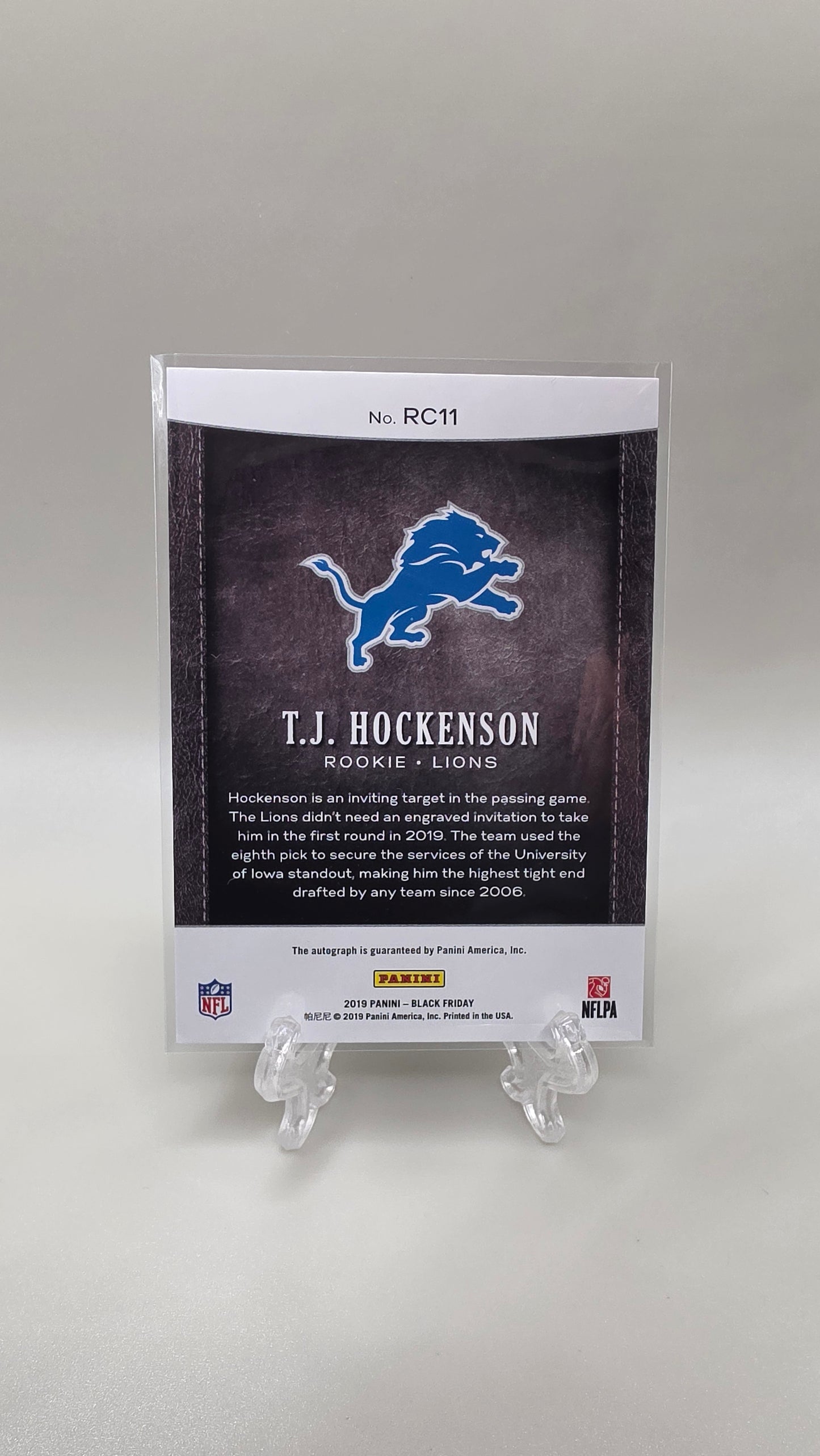 2019 Panini Black Friday T.J Hockenson Rookies Auto Escher Squares Numbered /10 !! Card #RC11