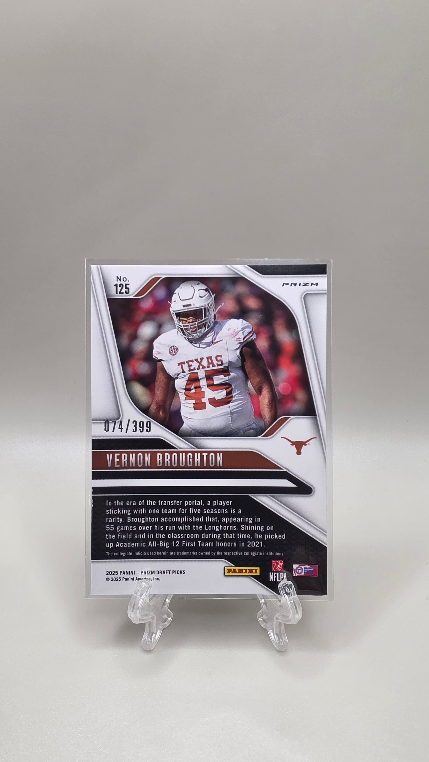 2025 Prizm Draft Vernon Broughton Red Prizm /399 #125