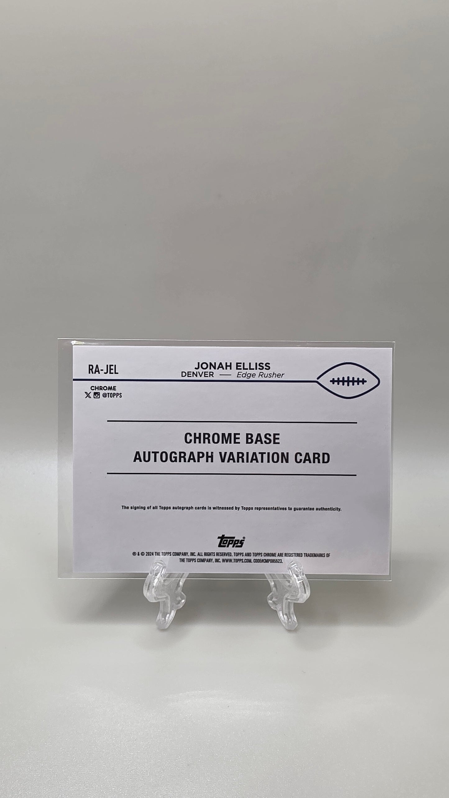 2024 Topps Chrome Jonah Elliss Base Rookie Refractor Auto Card # RA-JEL