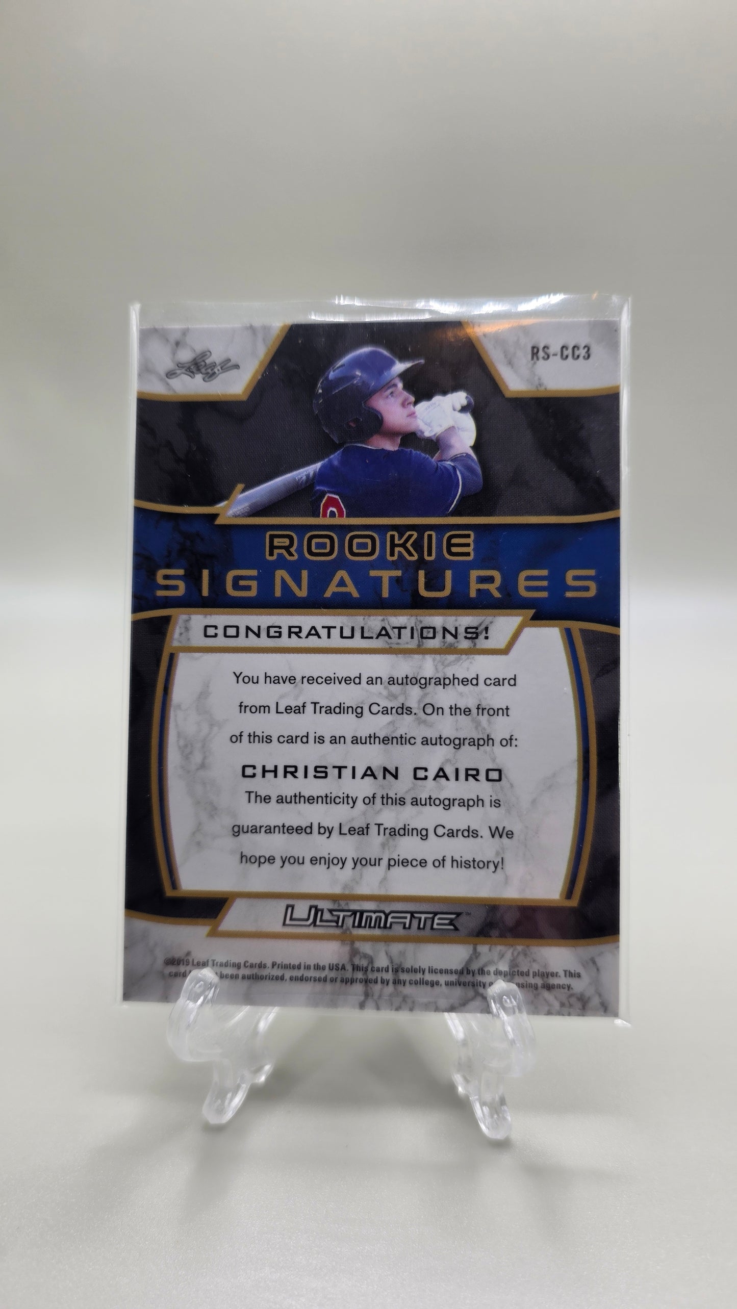 2019 Leaf Ultimate Rookie Signatures Christian Cairo Auto #/15 Card #RS-CC3