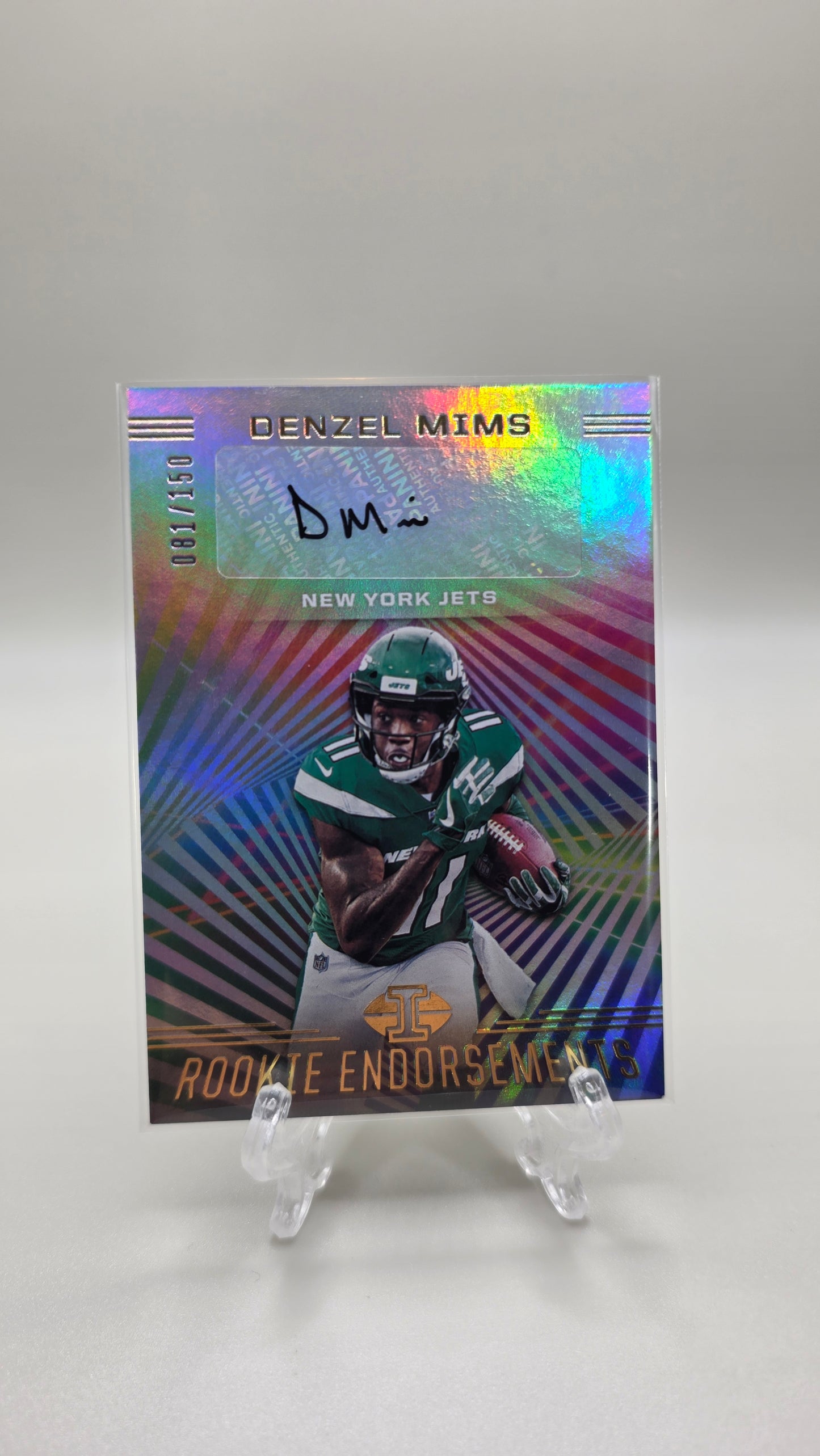2020 Panini Illusions Denzel Mims Rookie Endorsements Autograph Card #RE20