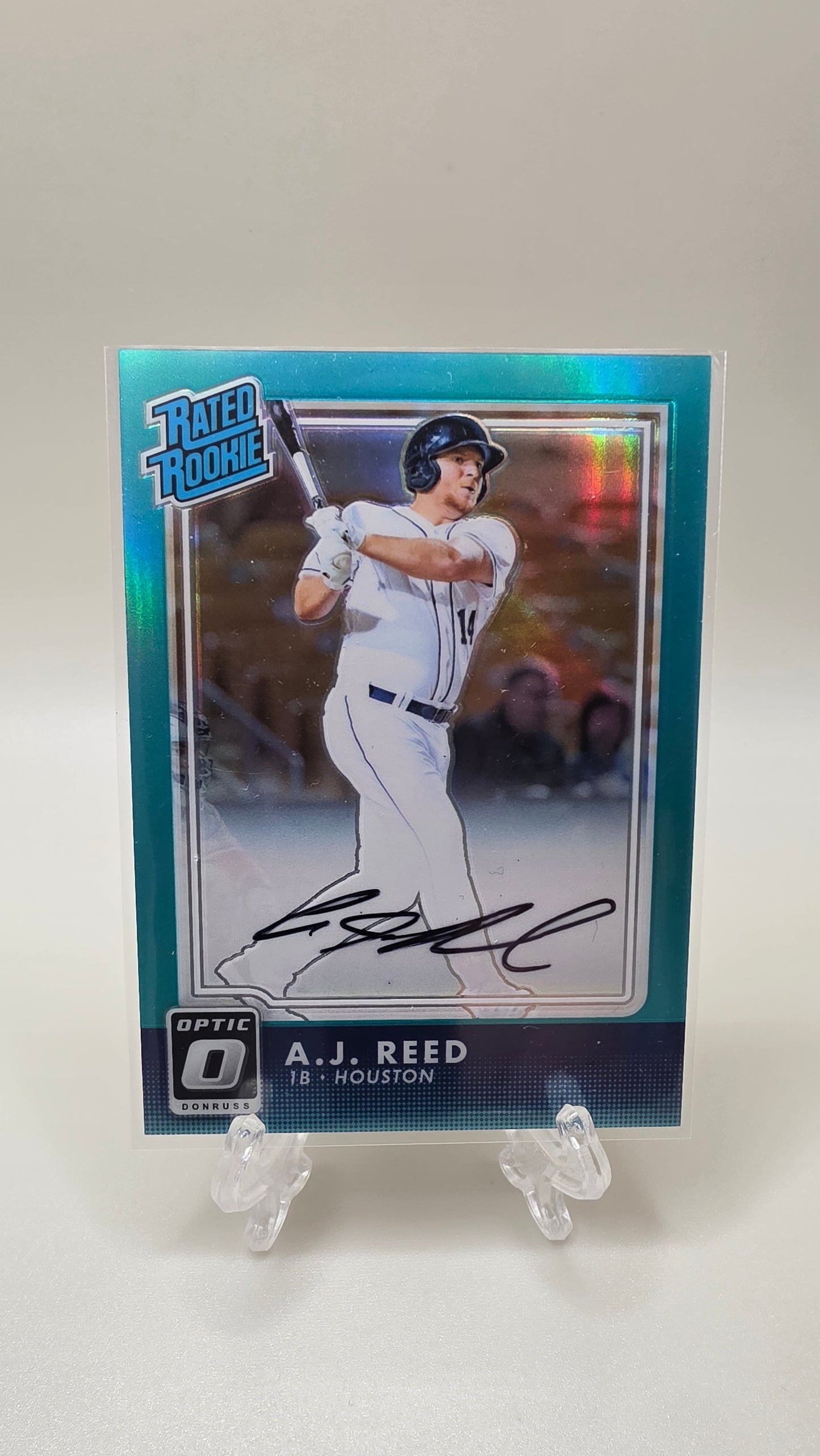 2016 Donruss Optic Baseball A.J. Reed Rated Rookie #/125 Teal Parallel Auto Card # RR-AJ
