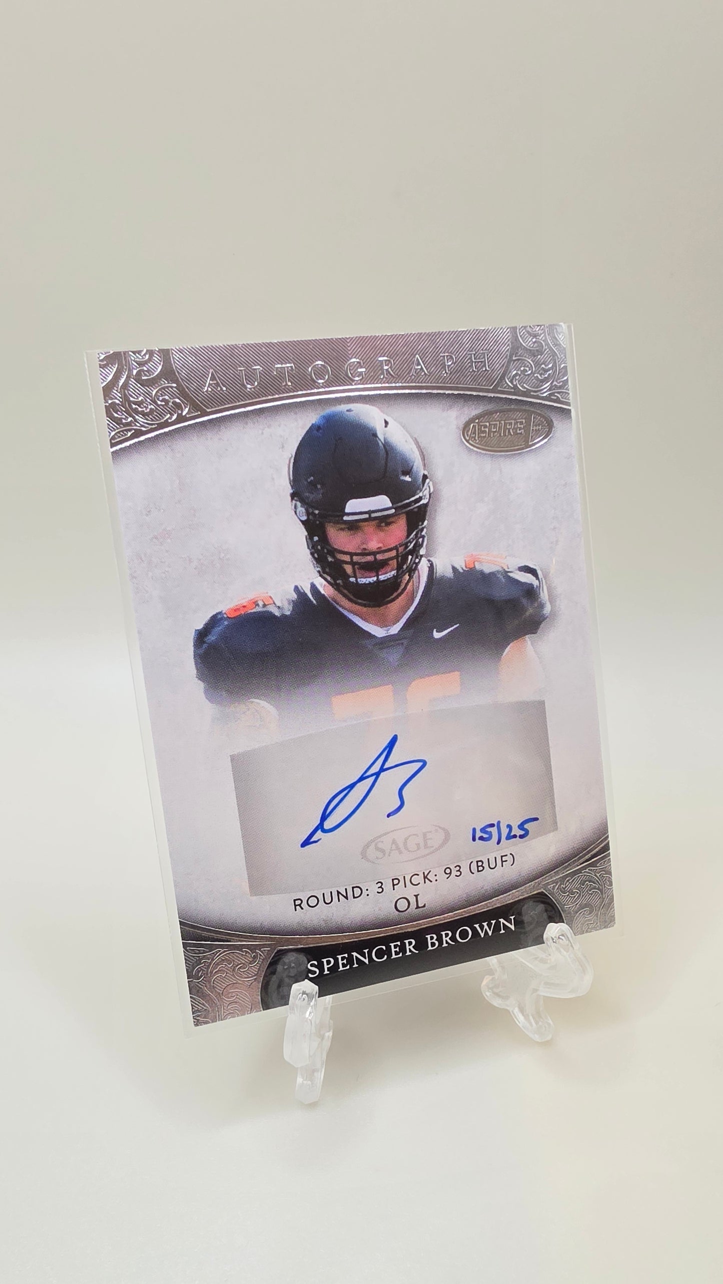 2021 Sage Aspire Spencer Brown Silver Auto #/25 Card # ASP-13