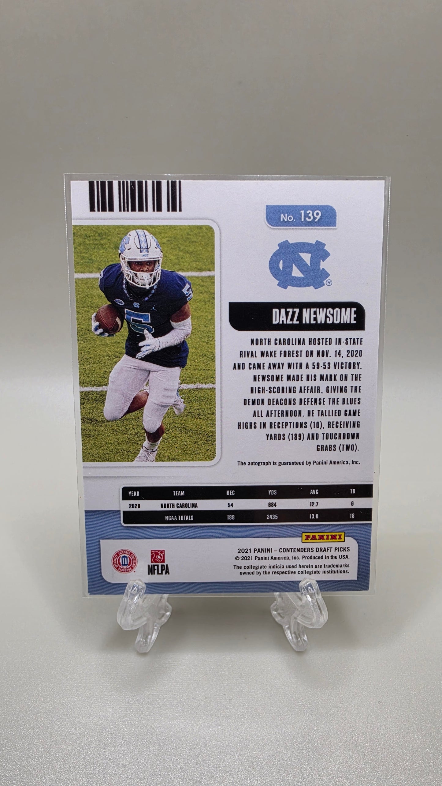 2021 Panini Contenders College Ticket Dazz Newsome Red Rookie Auto Card #139