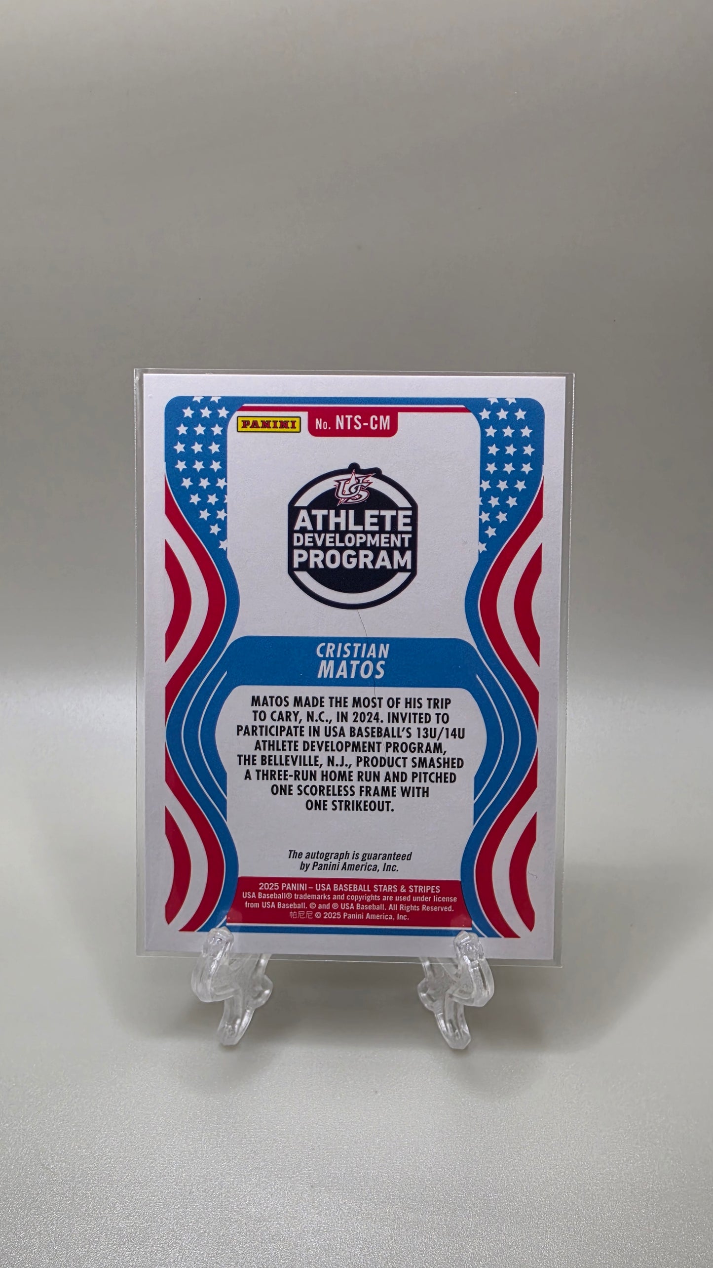 2025 Panini USA Baseball Stars & Stripes Cristian Matos Auto Card # NTS-CM