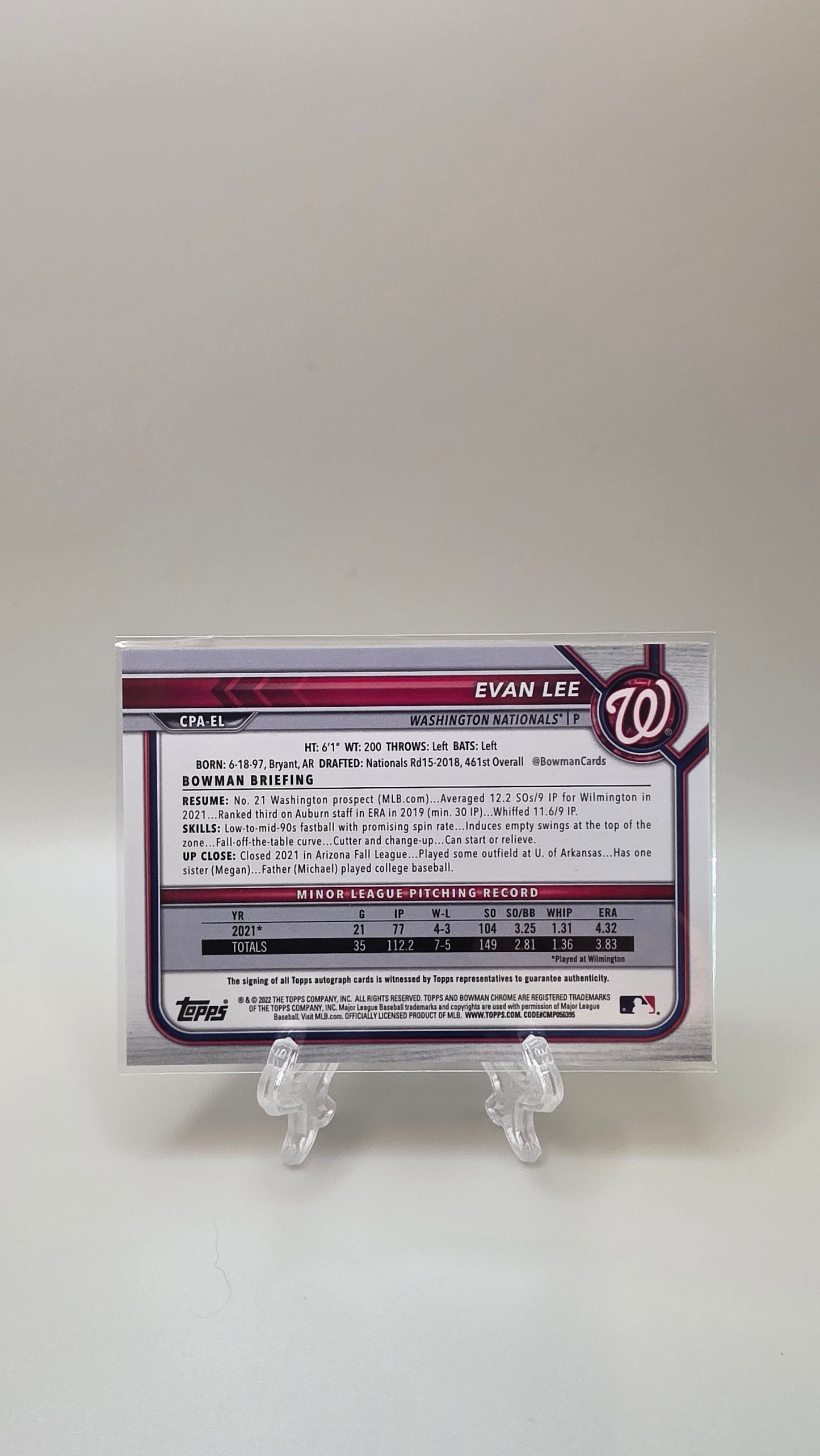 2022 Bowman Chrome 1st Evan Lee Auto #CPA-EL