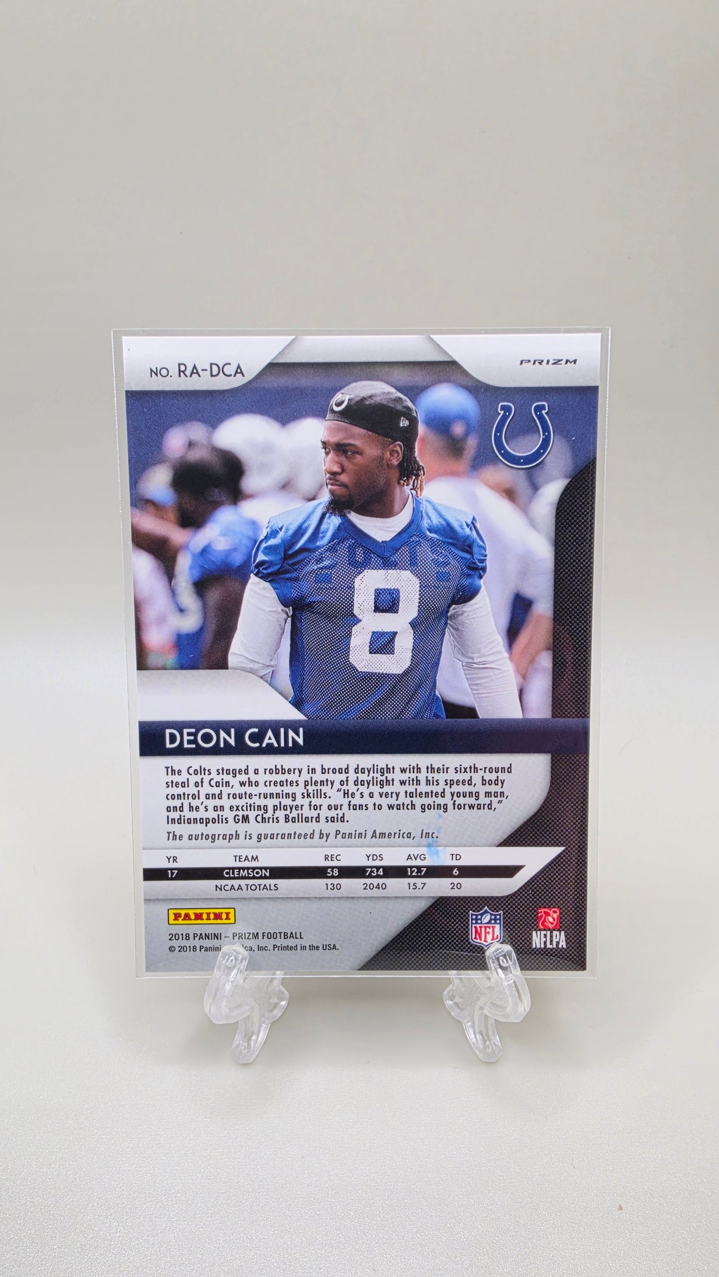 2018 Panini Prizm Deon Cain Pink Prizm Auto Card #RA-DCA