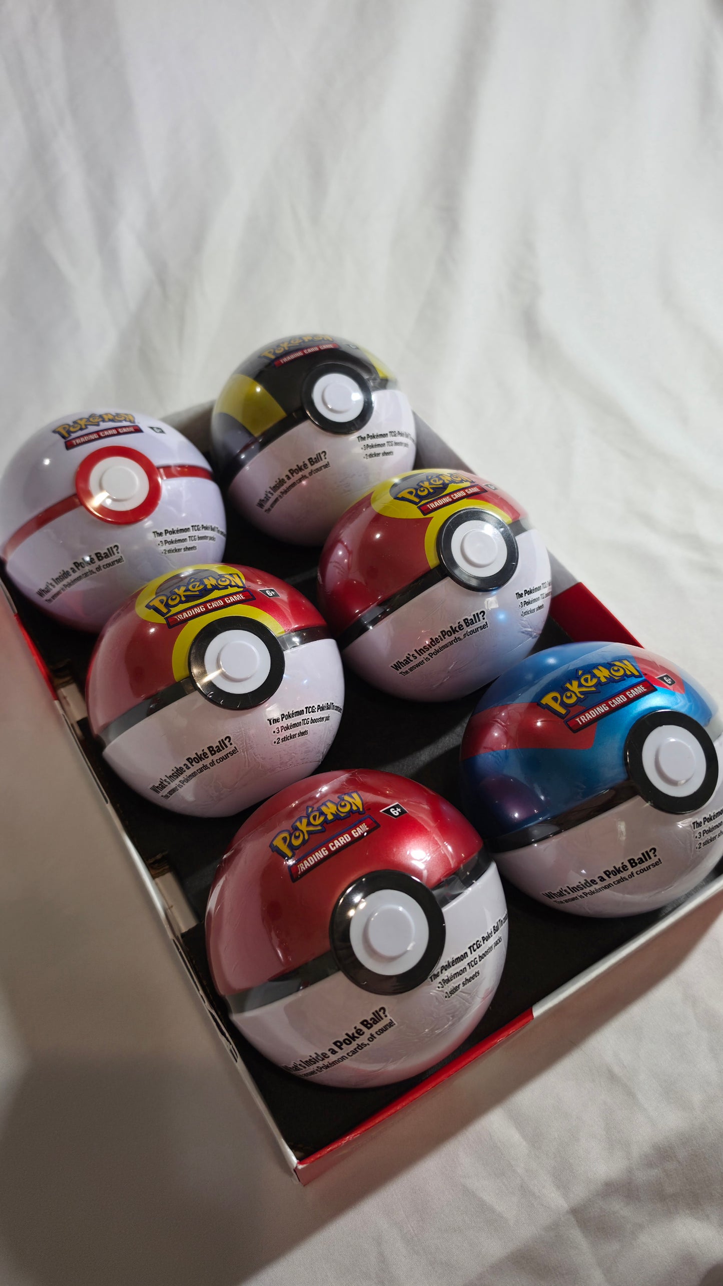 Pokemon TCG Poke Ball Tins x 6 L25 Set Factory Sealed New with Display