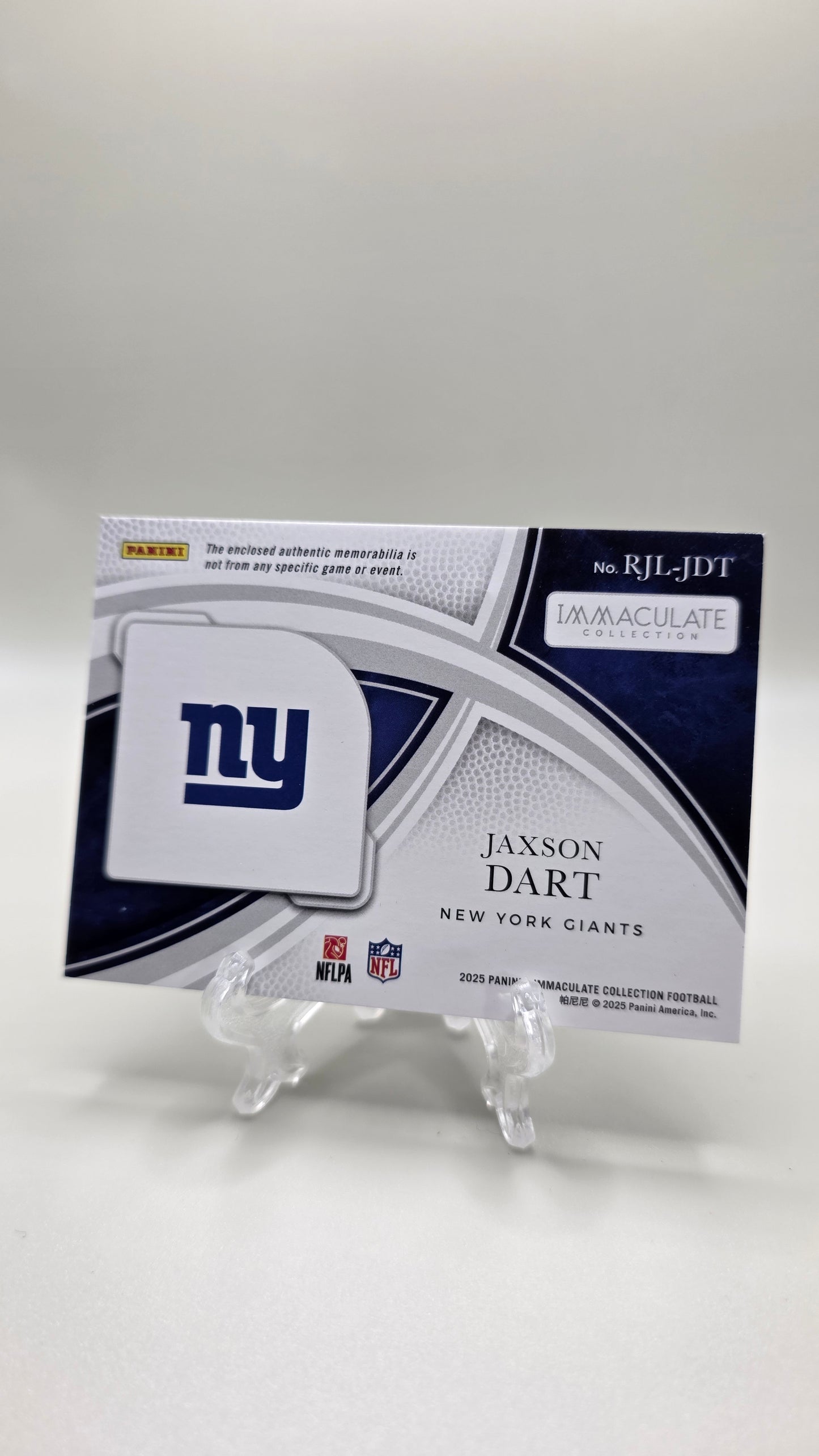 2025 Immaculate Jaxon Dart Helmets RC # 6/10 Jersey Match!! Card # RJL-JDT