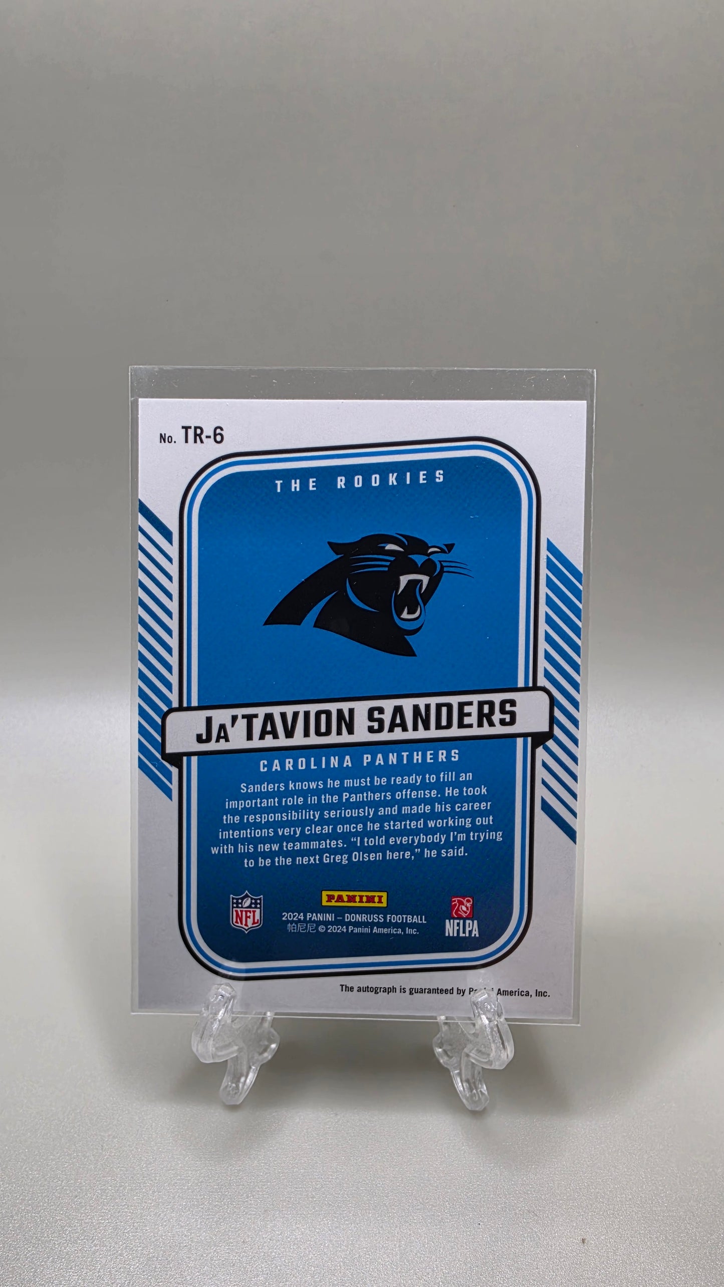2024 Panini Donruss Ja'tavion Sanders The Rookies Auto Parallel #/299 Card #TR-6